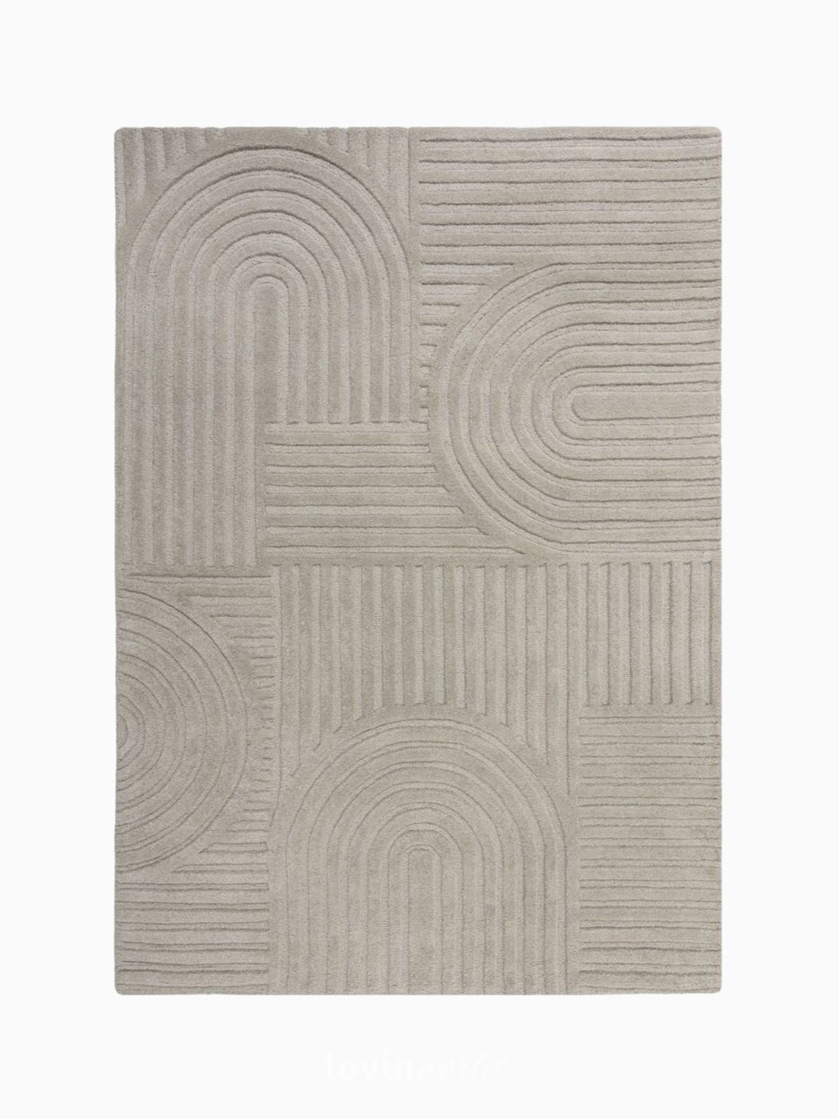 Tappeto di design Zen Garden in lana, colore grigio-1