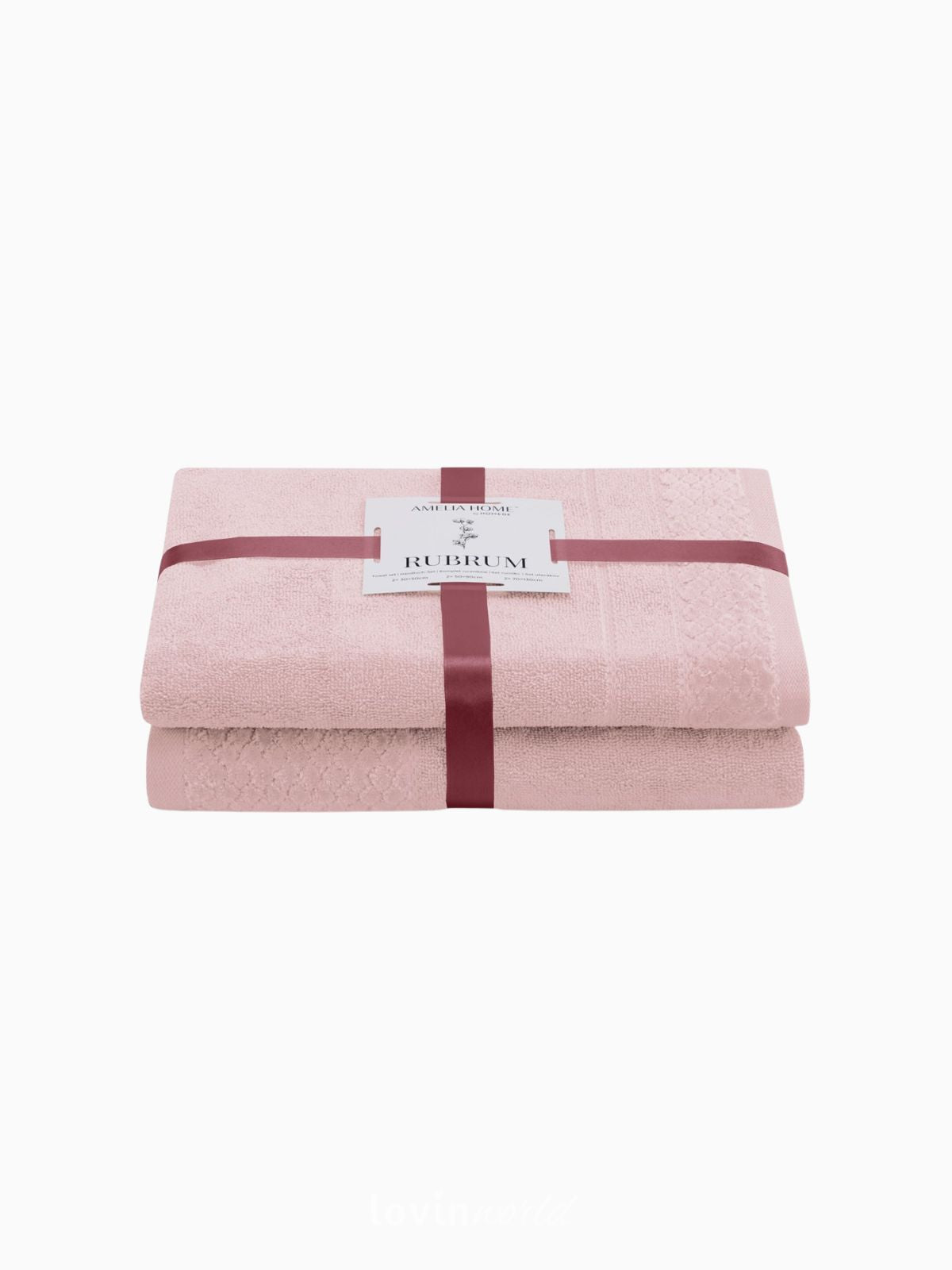 Set 2 Asciugamani da bagno Rubrum in 100% cotone, colore rosa-1