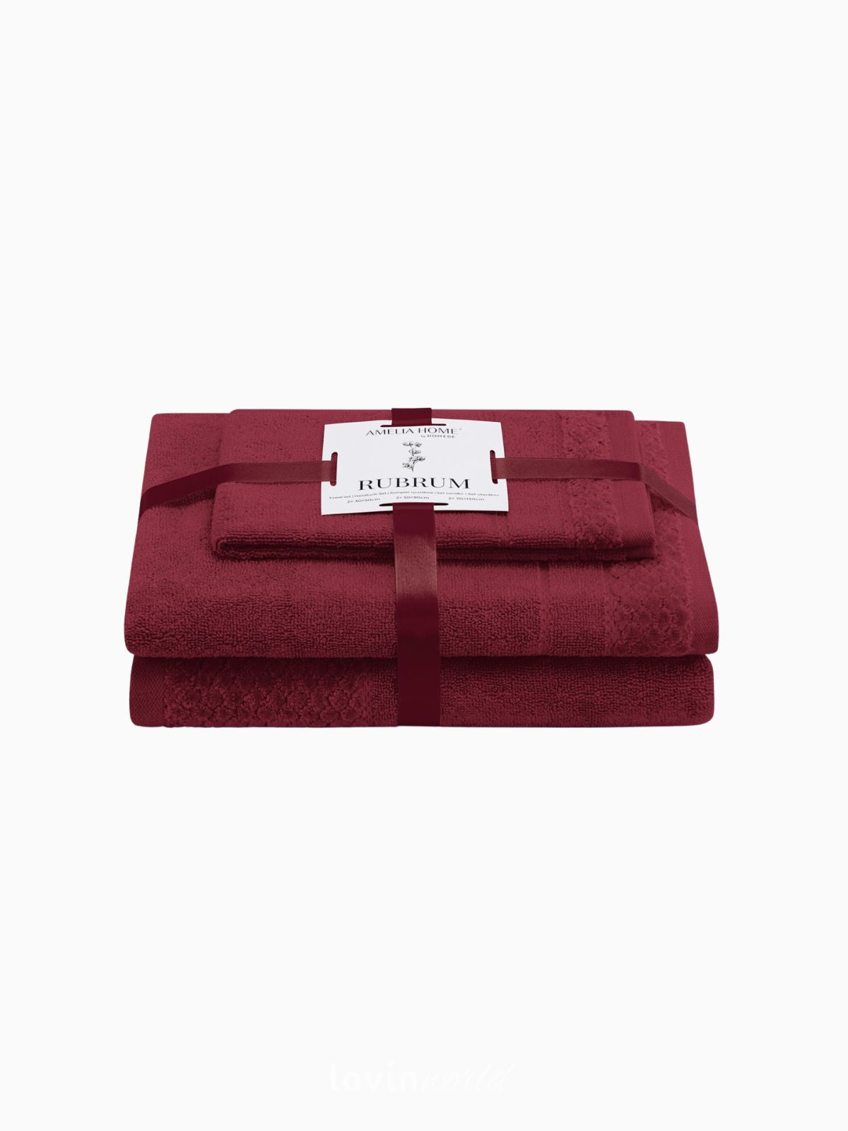 Set 3 Asciugamani da bagno Rubrum in 100% cotone, colore rosso-1
