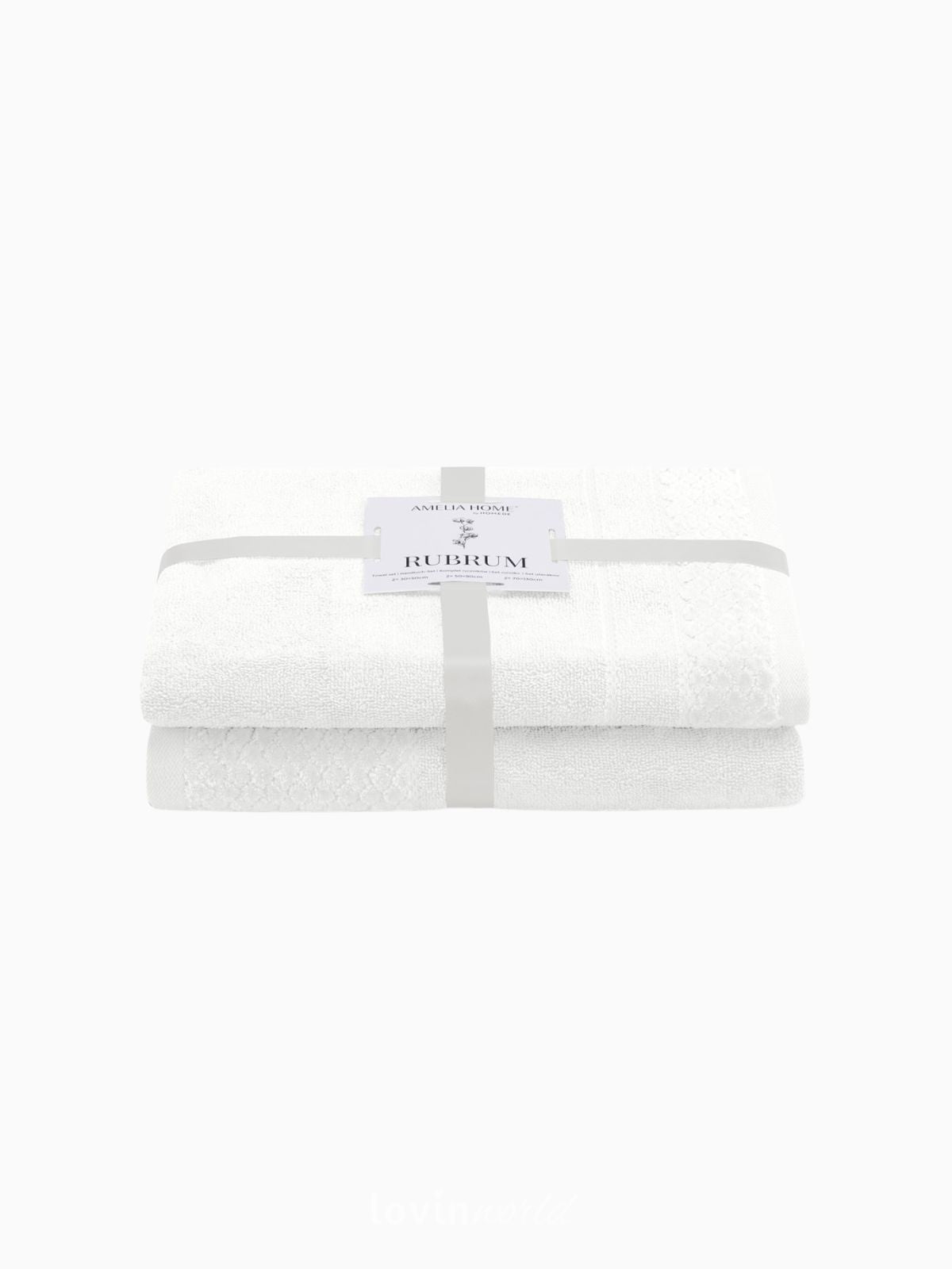 Set 2 Asciugamani da bagno Rubrum in 100% cotone, colore bianco-1