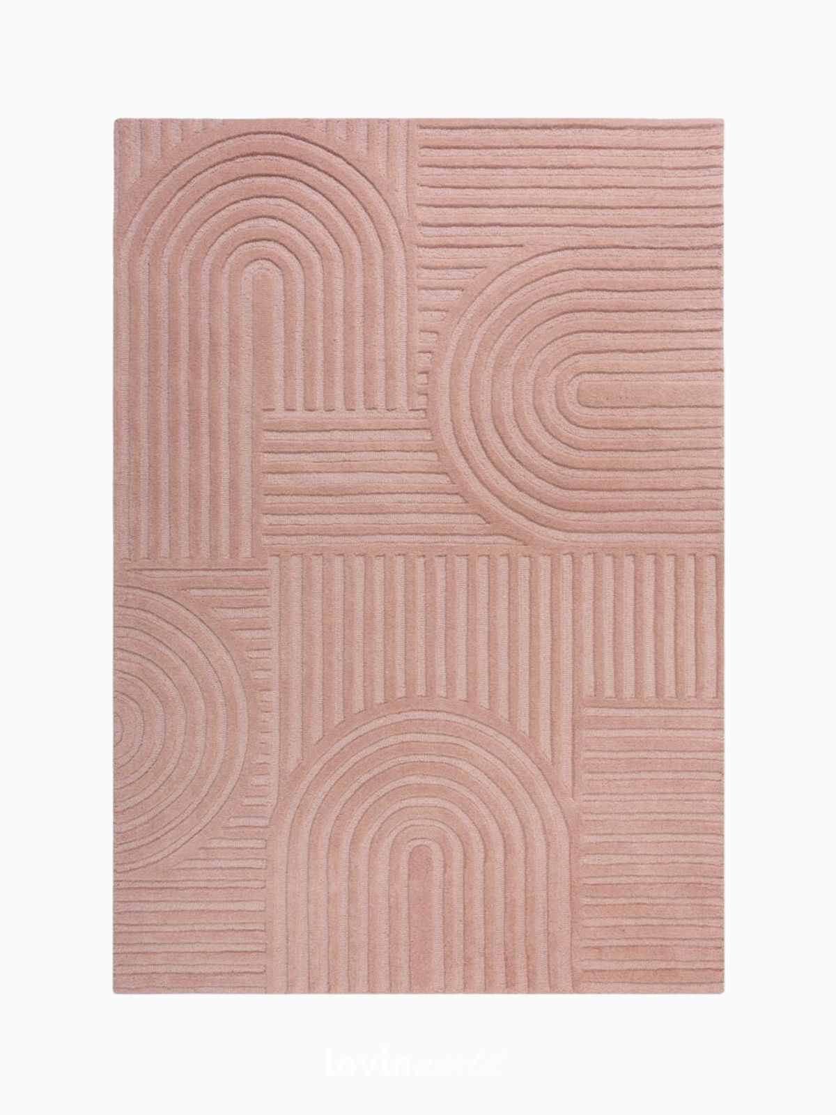 Tappeto di design Zen Garden in lana, colore rosa-1