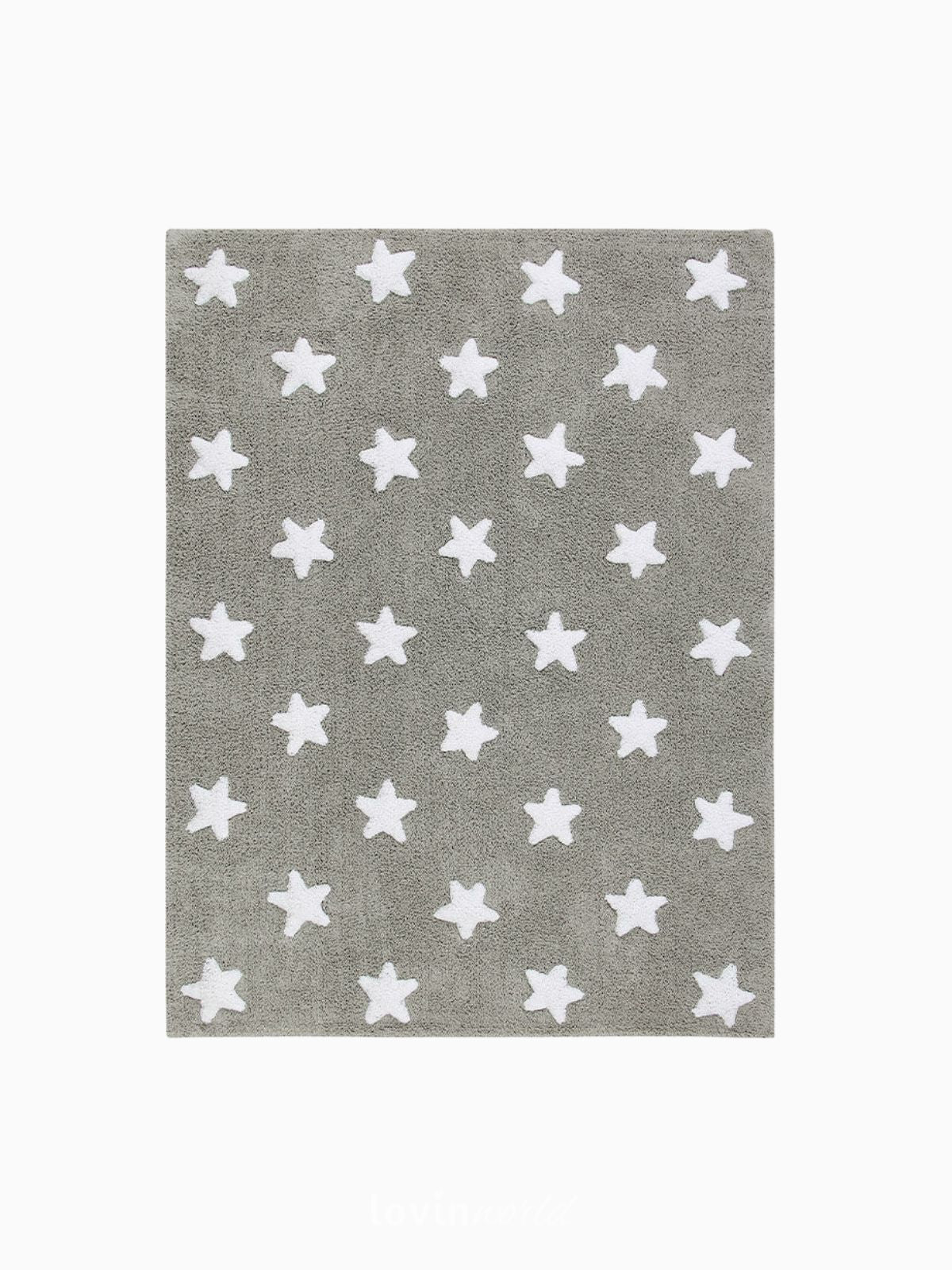 Tappeto lavabile per bambini Stars in colore grigio 120x160 cm.-1