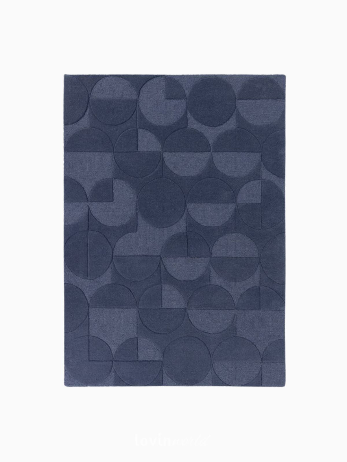 Tappeto moderno Gigi in lana, colore blu-1