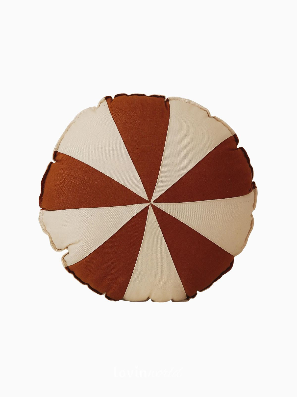 Cuscino Circo 100% lino e cotone in colore marrone e beige 39x39 cm.-1