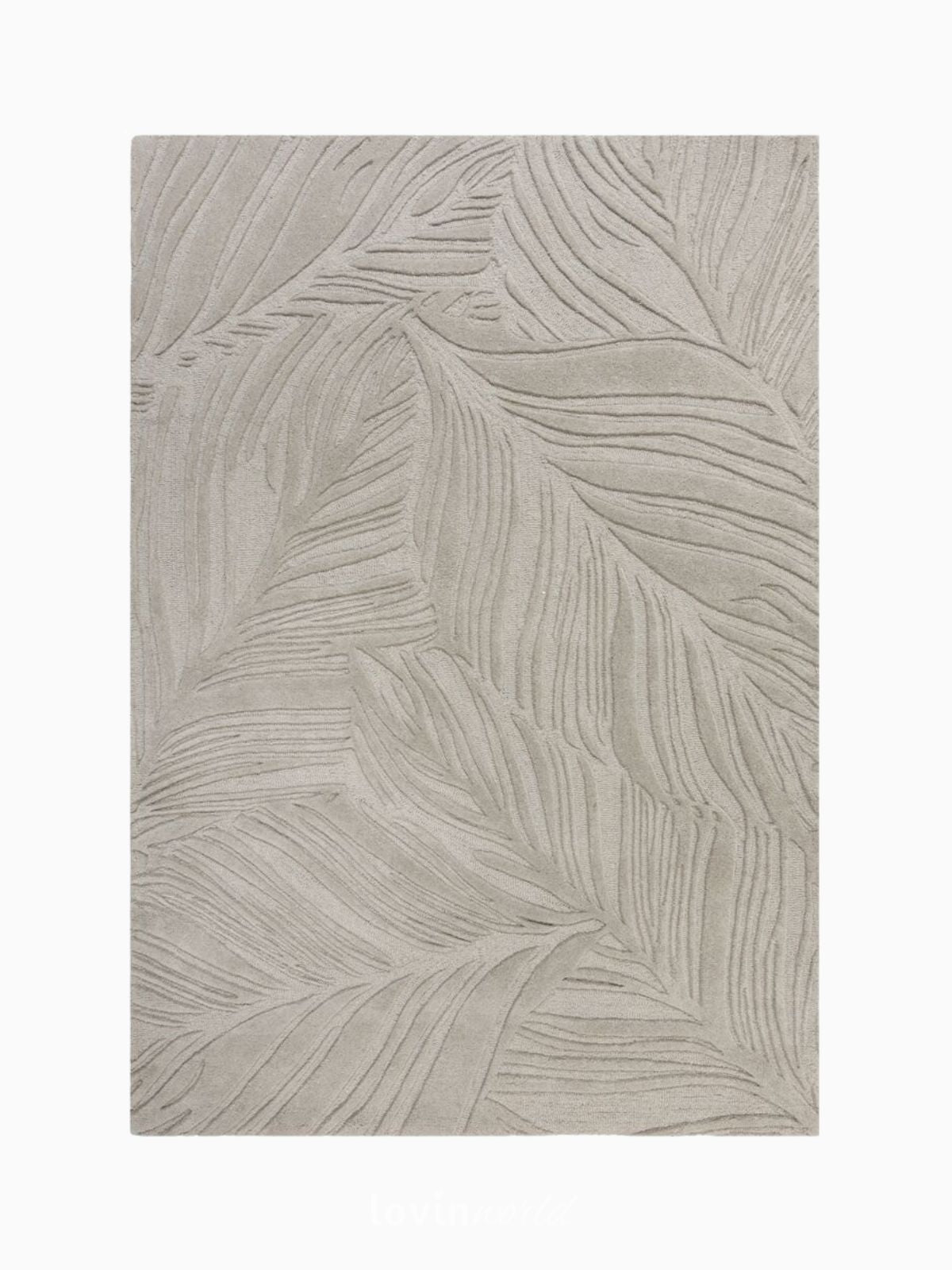 Tappeto di design Lino Leaf in polipropilene, colore grigio-1