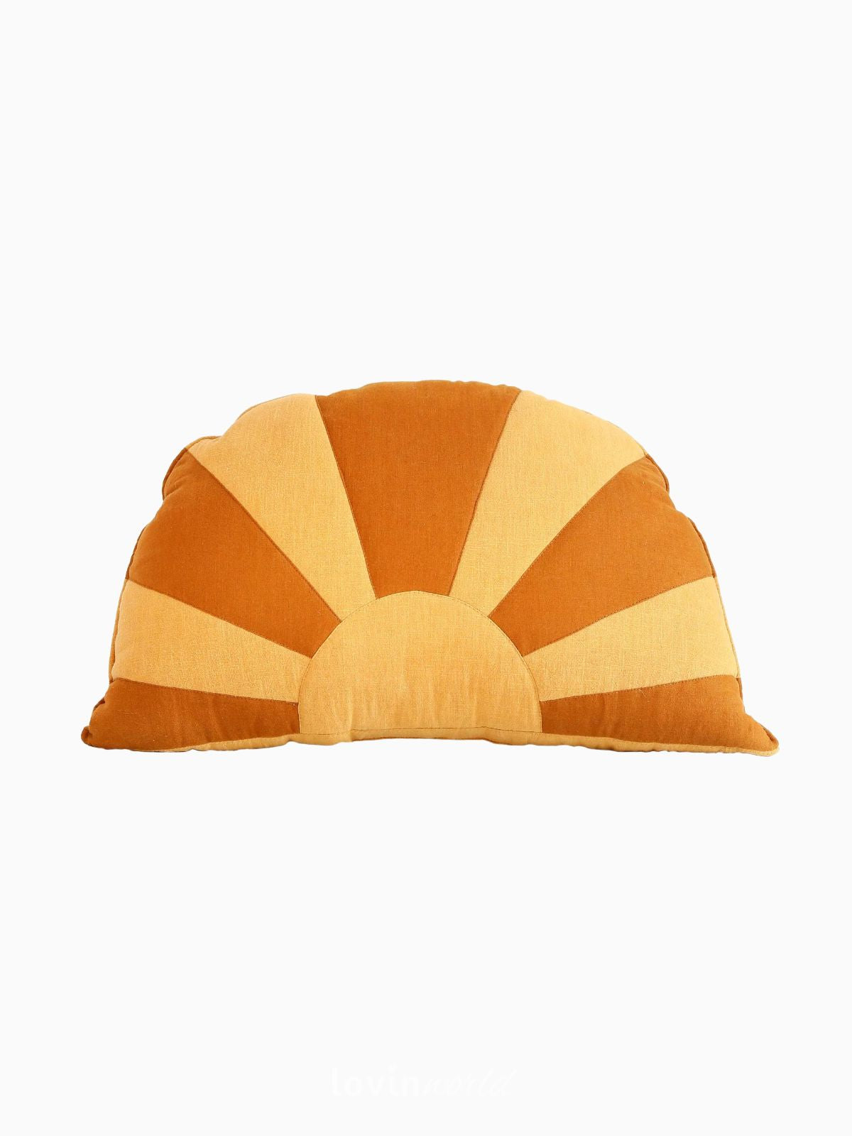 Cuscino Sole 100% lino e cotone in colore arancione e giallo 65x42 cm.-1