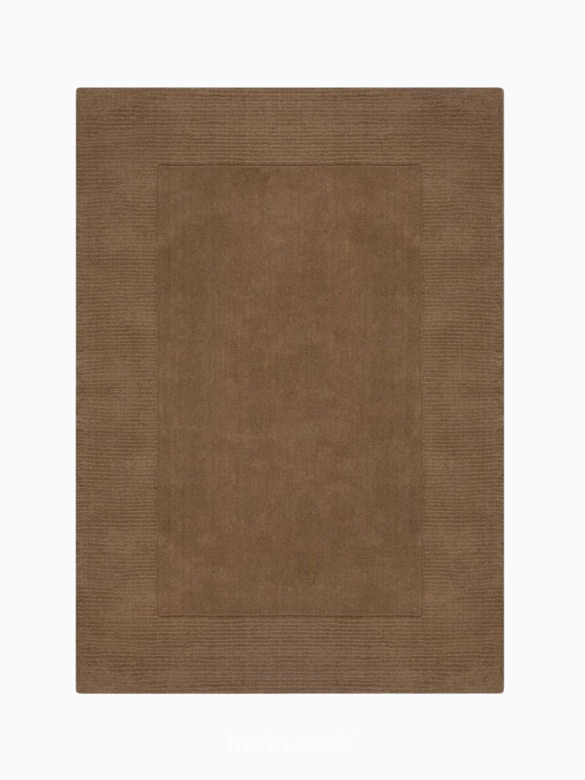 Tappeto di design Textured Wool Border in lana, colore marrone-1