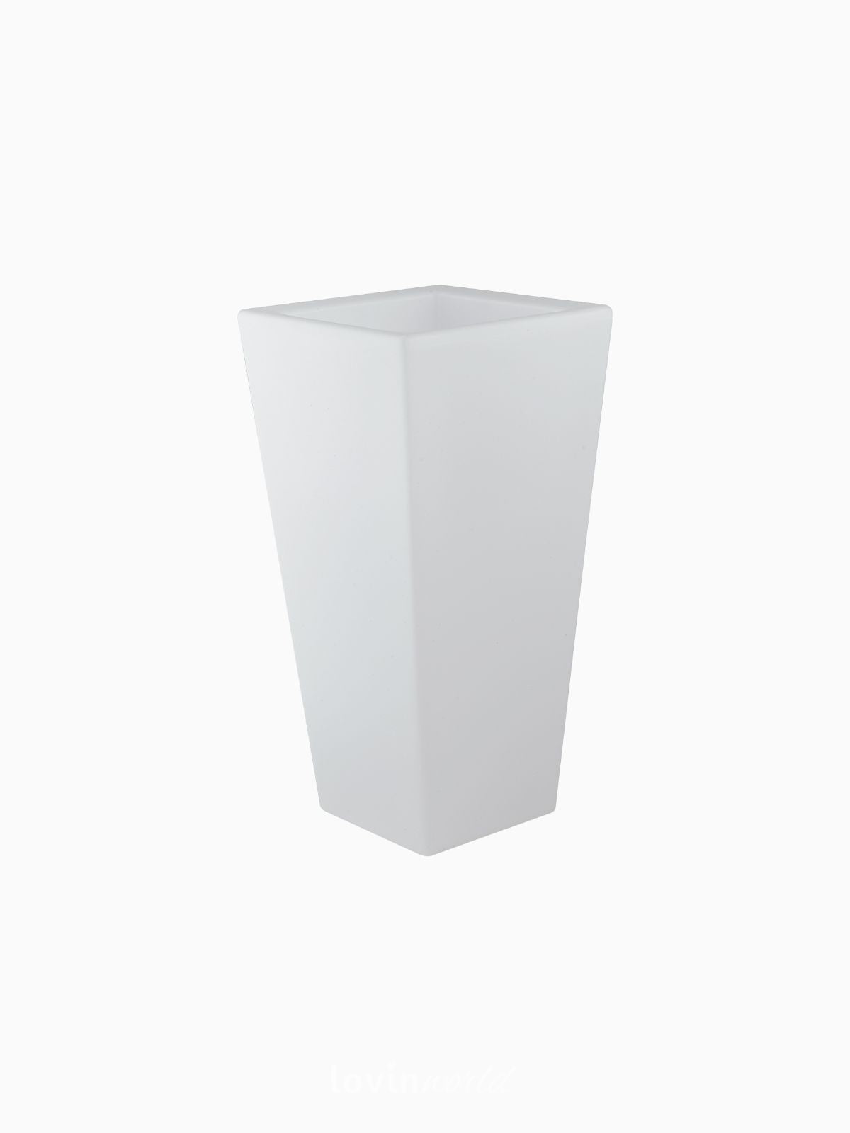 Vaso da esterno quadrato a LED Geco in polietilene, colore bianco 60 cm.-1