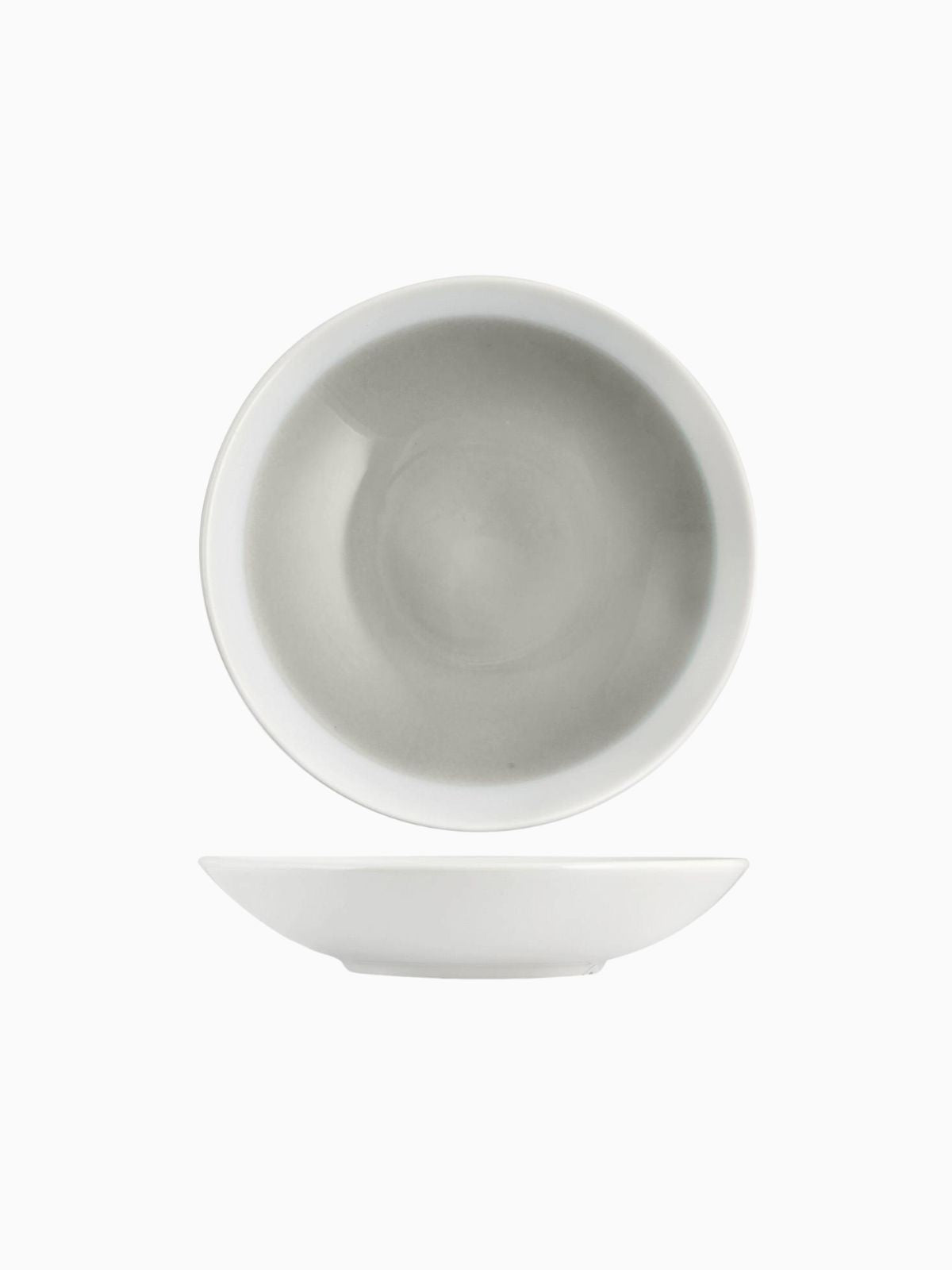 Set 6 piatti fondi Soleil in earthenware bianco e grigio 21 cm.-1