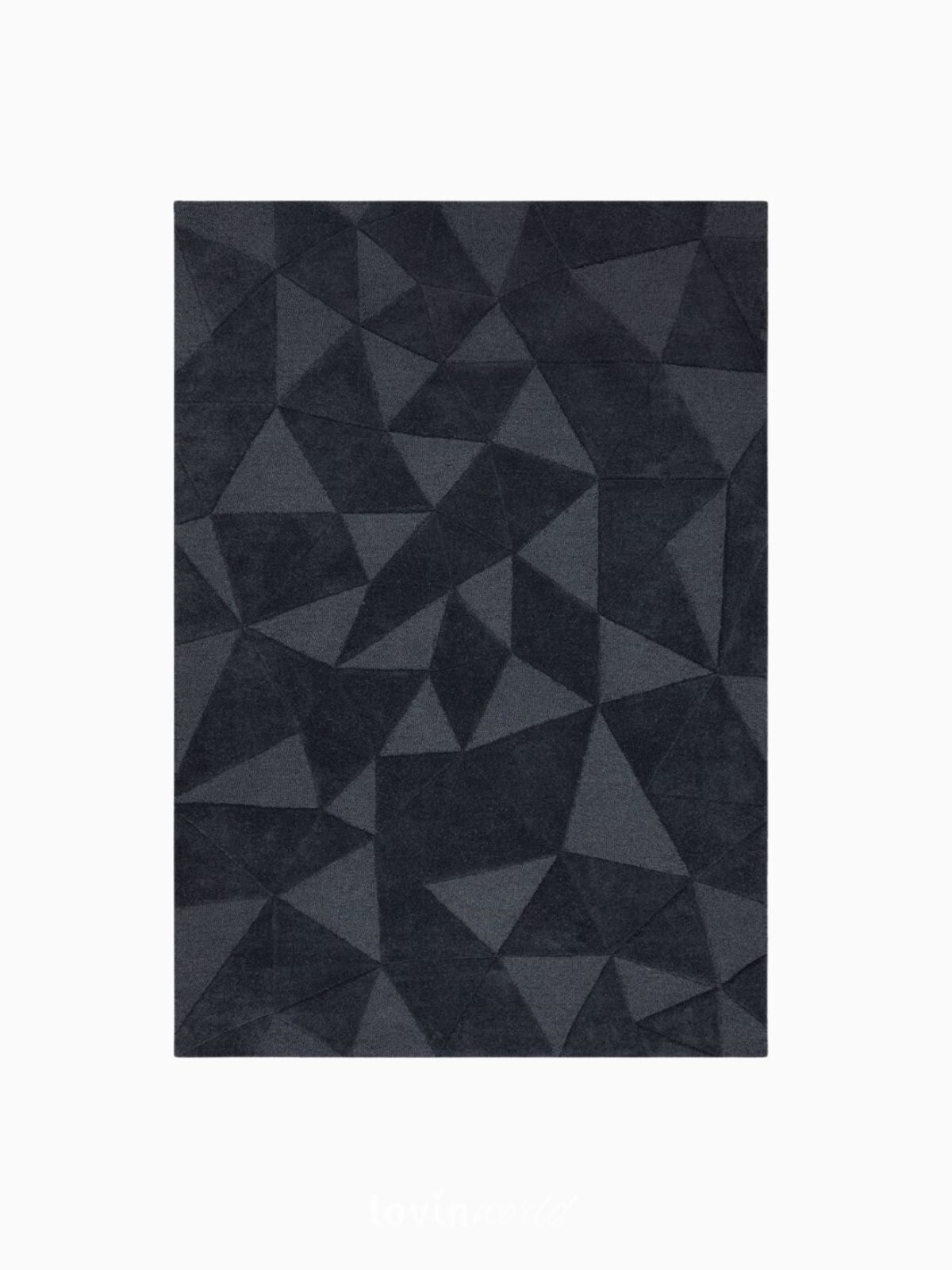 Tappeto moderno Shard in lana, colore nero-1