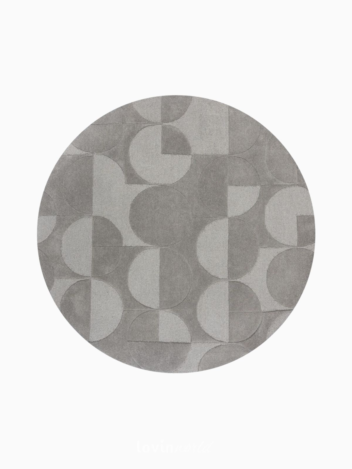 Tappeto rotondo Gigi in lana, colore grigio 160x160 cm.-1