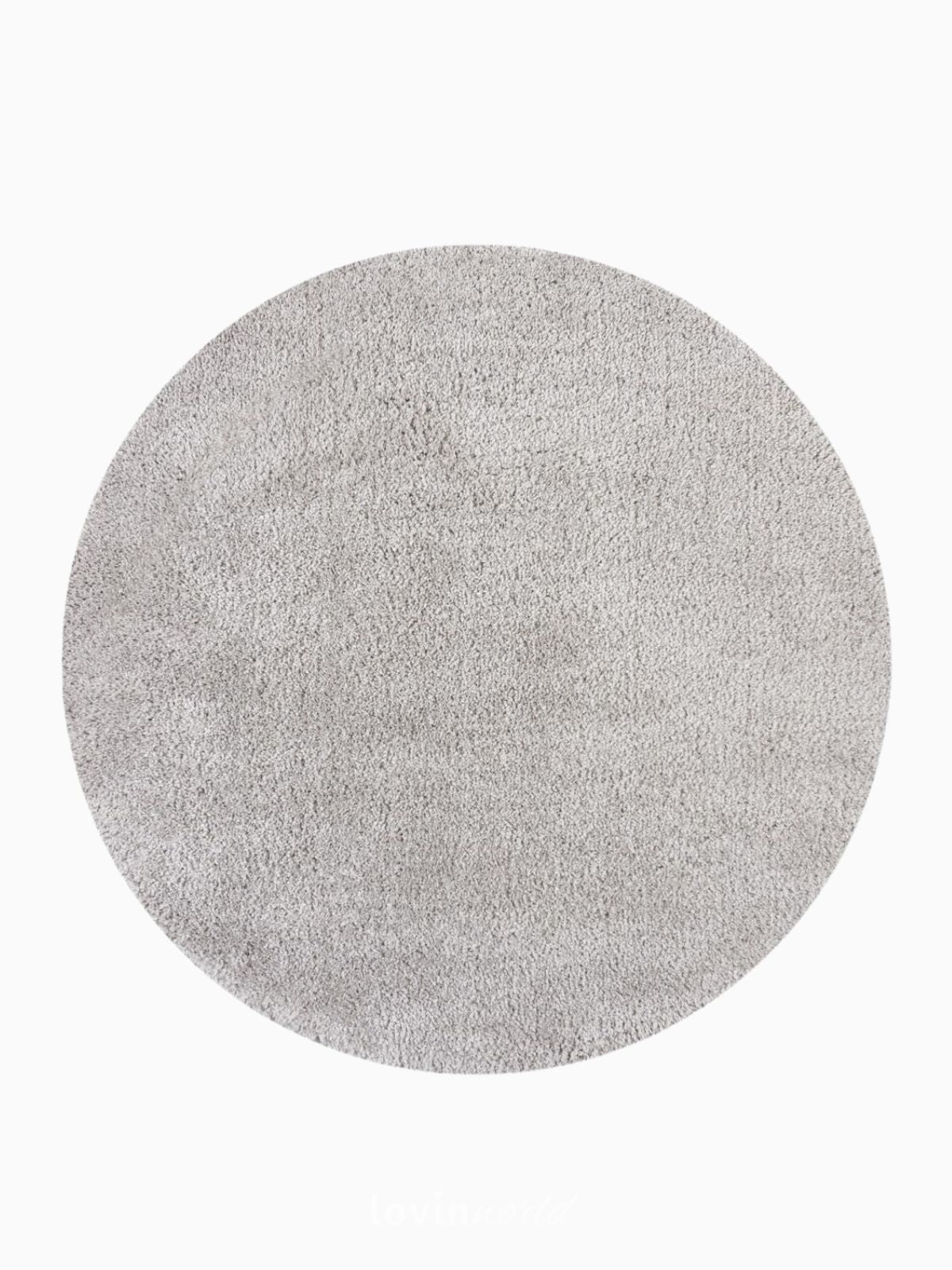 Tappeto rotondo shaggy Feather Soft in polipropilene, colore grigio 133x133 cm.-1