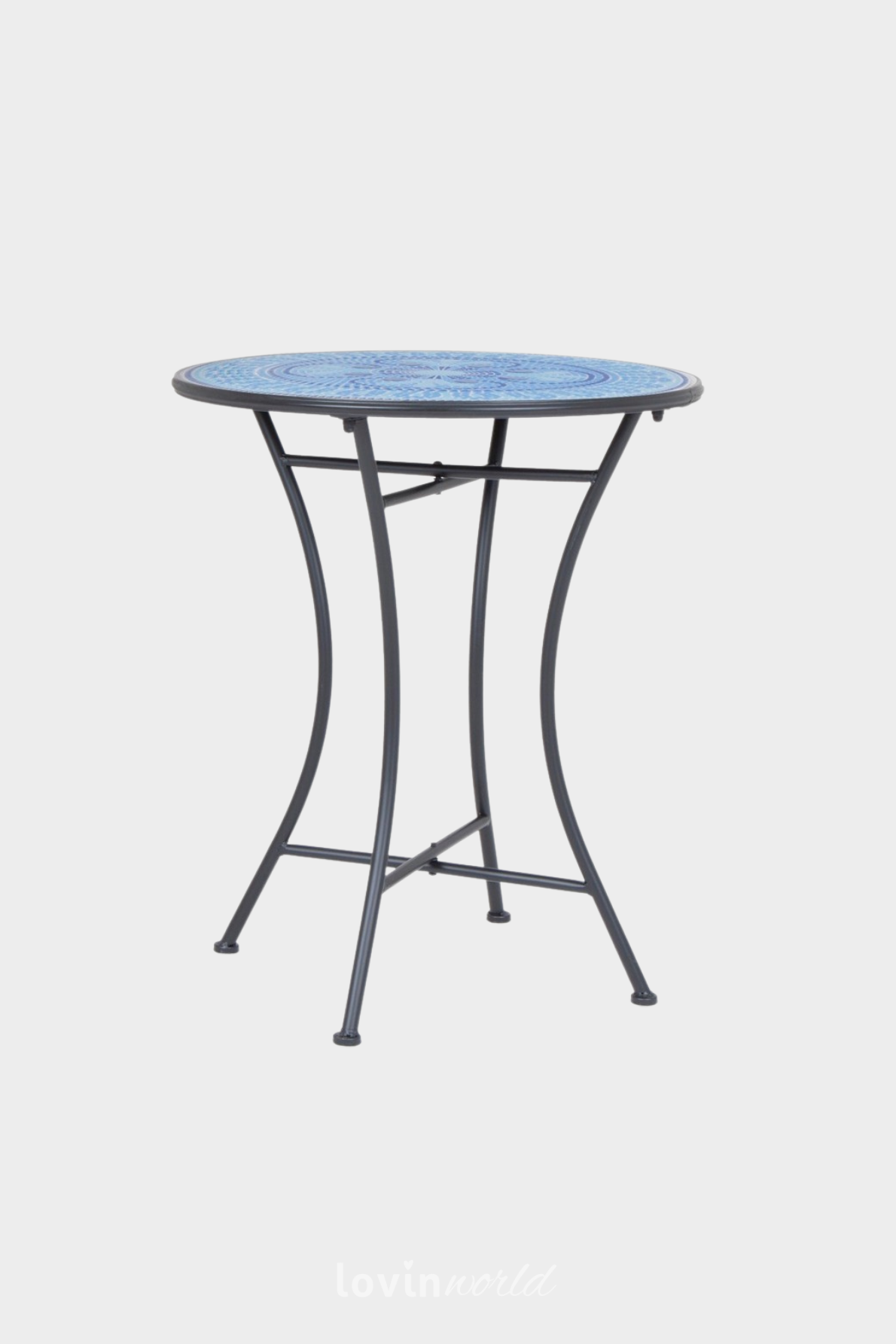 Tavolino da esterno rotondo Bisanzio Ø70 cm. in acciaio, multicolore-1
