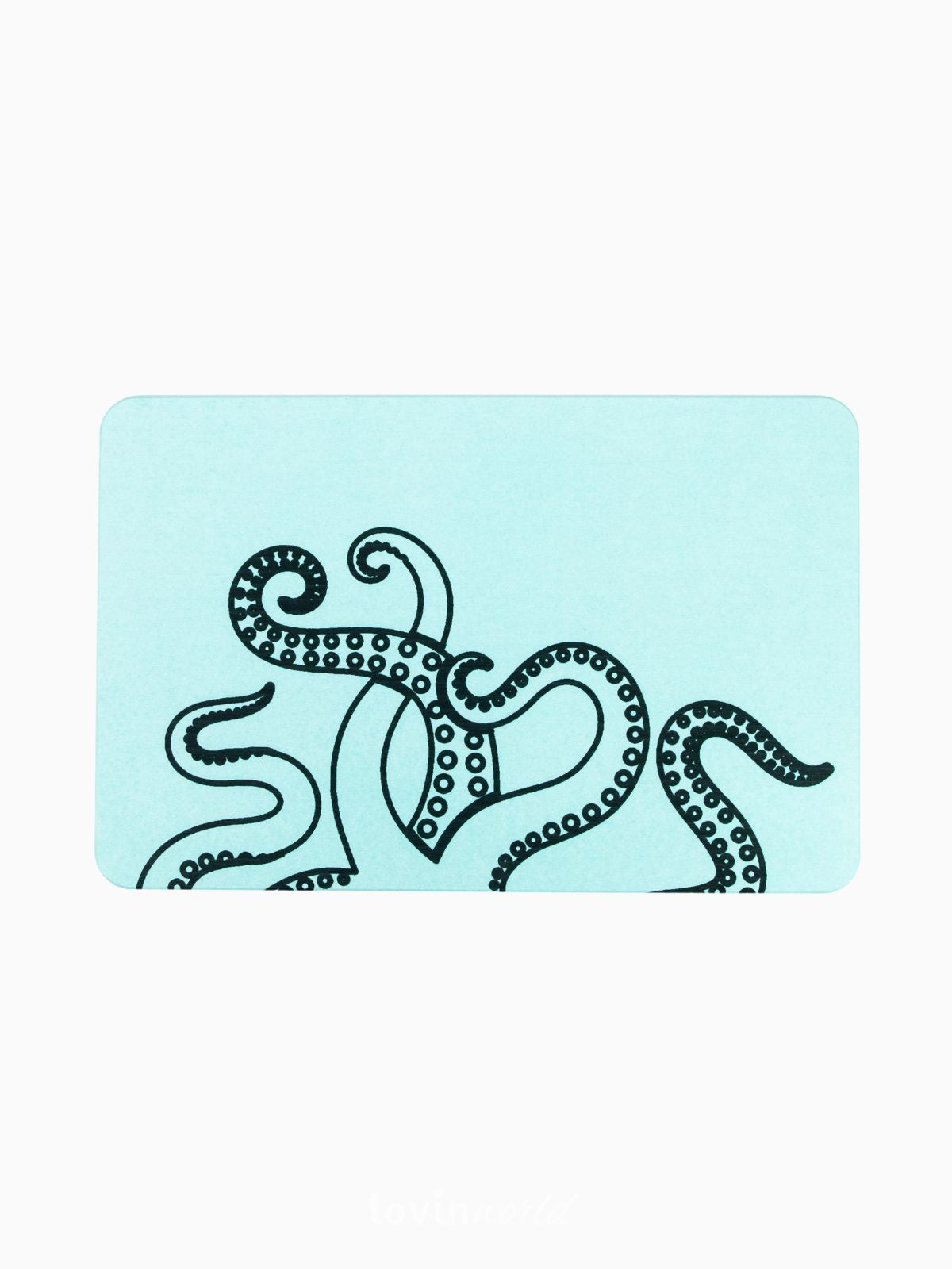 Tappeto da bagno Octopus antiscivolo in colore verde acqua 60x30 cm.-1