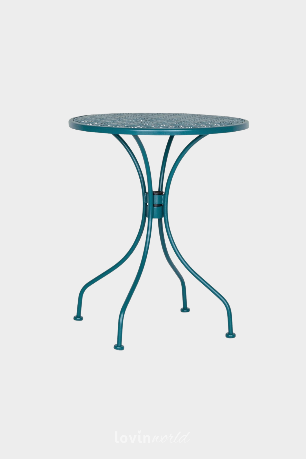 Tavolino da esterno Lizette Ø60 cm. in acciaio, colore azzurro-1