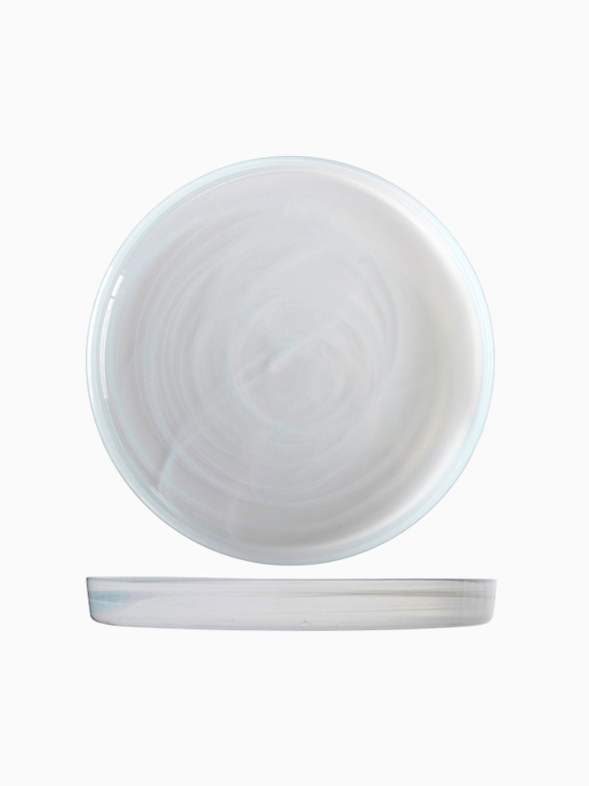 Set 6 piatti Alabastro realizzato in pasta di vetro bianca 33x4 cm.-1