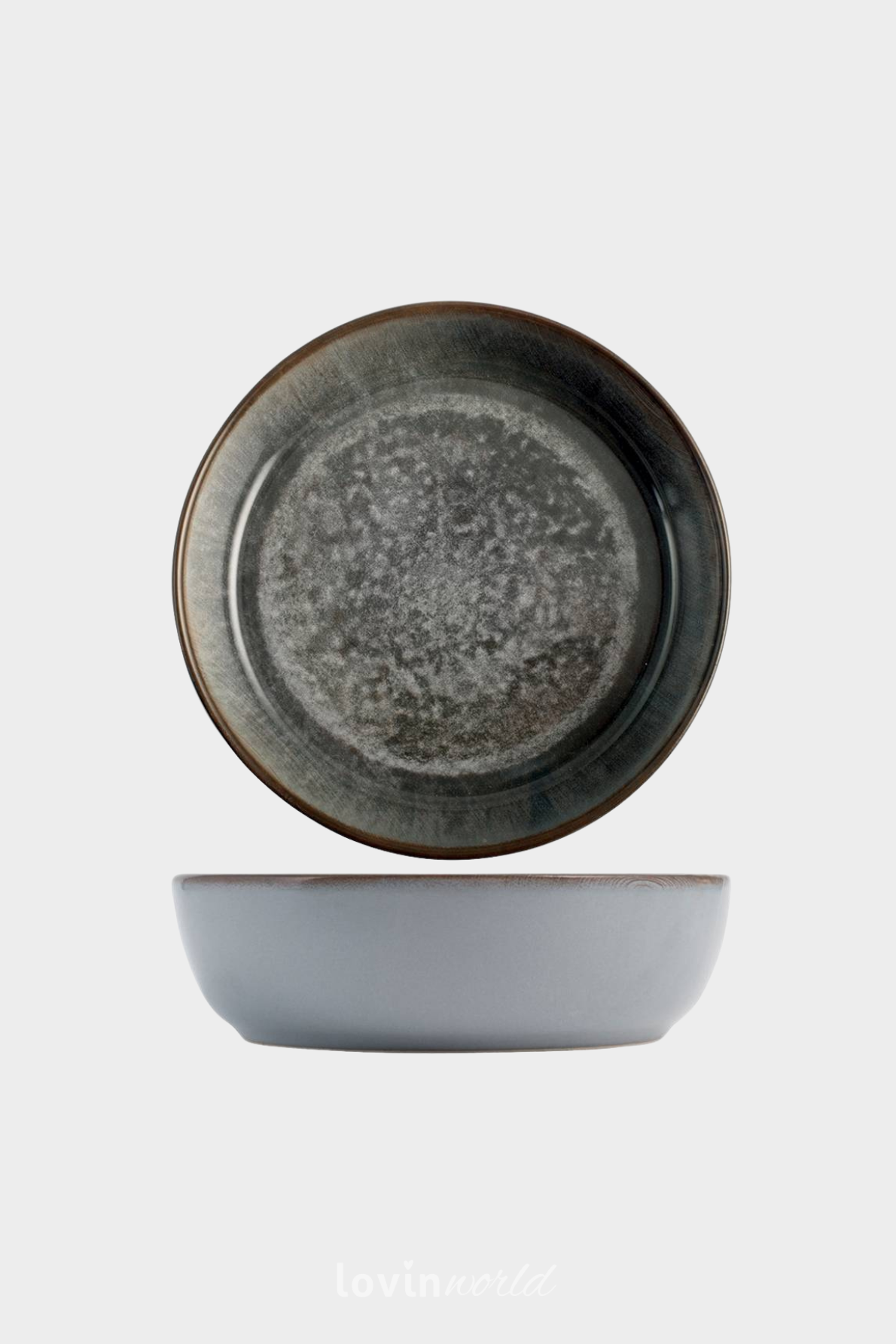 Piatto fondo Velvet in stoneware colore grigio 20 cm.-1