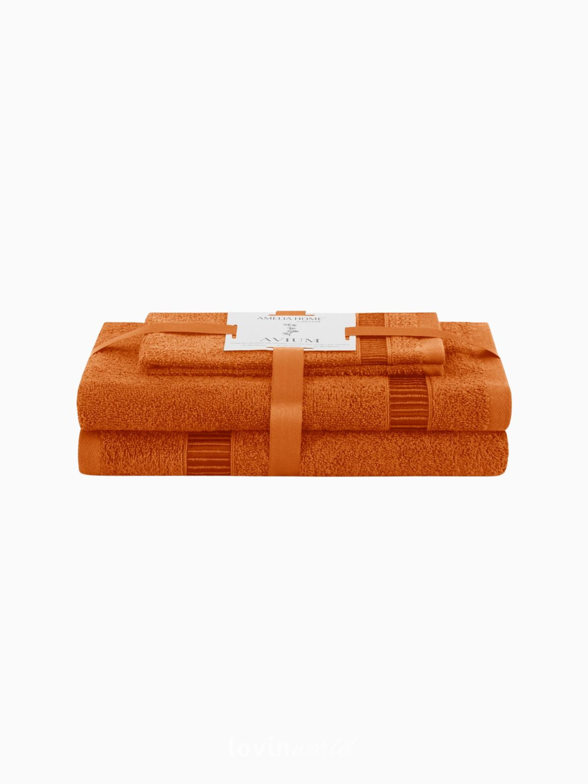 Set 3 Asciugamani da bagno Avium in 100% cotone, colore arancione-1