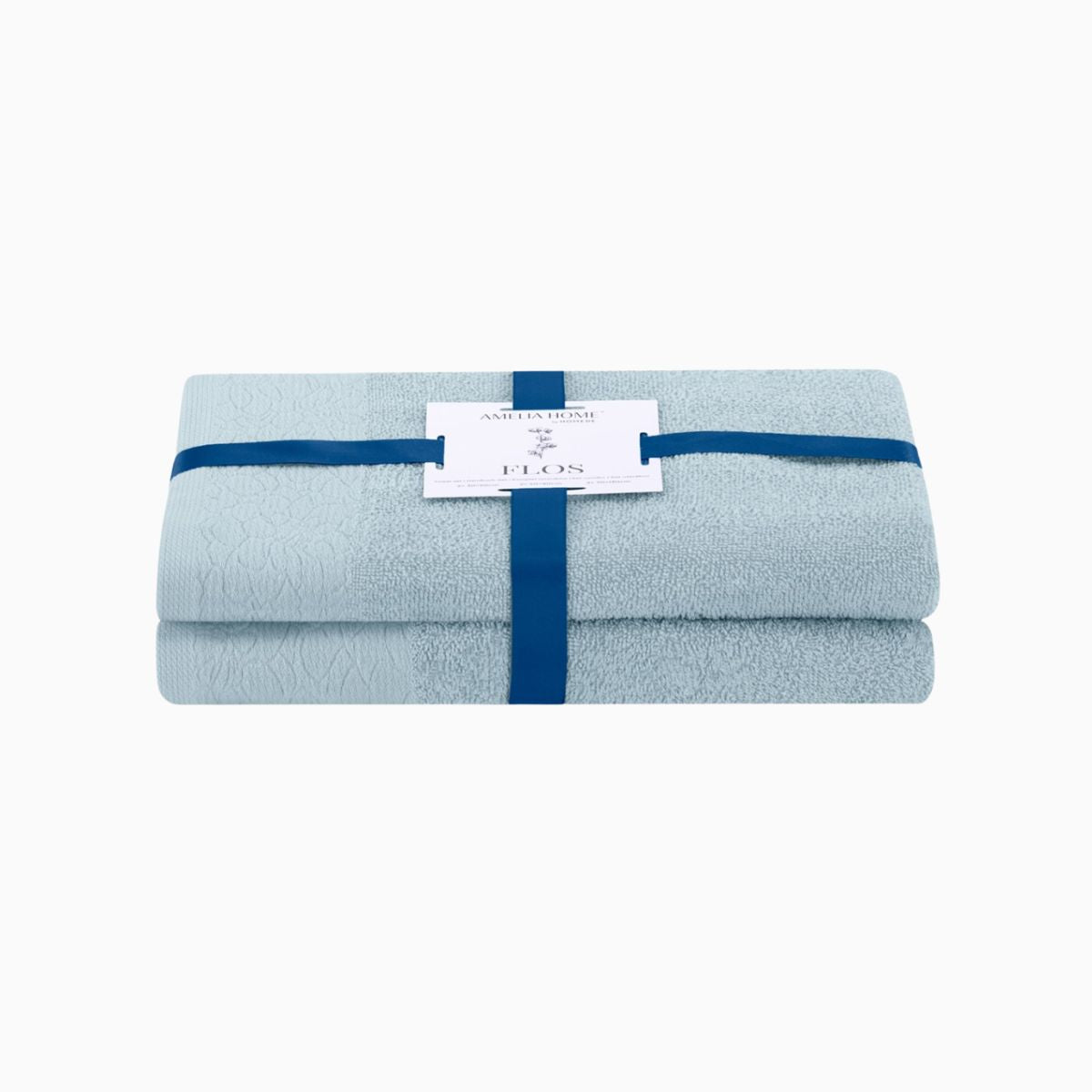 Set 2 Asciugamani da bagno Flosin in 100% cotone, colore celeste