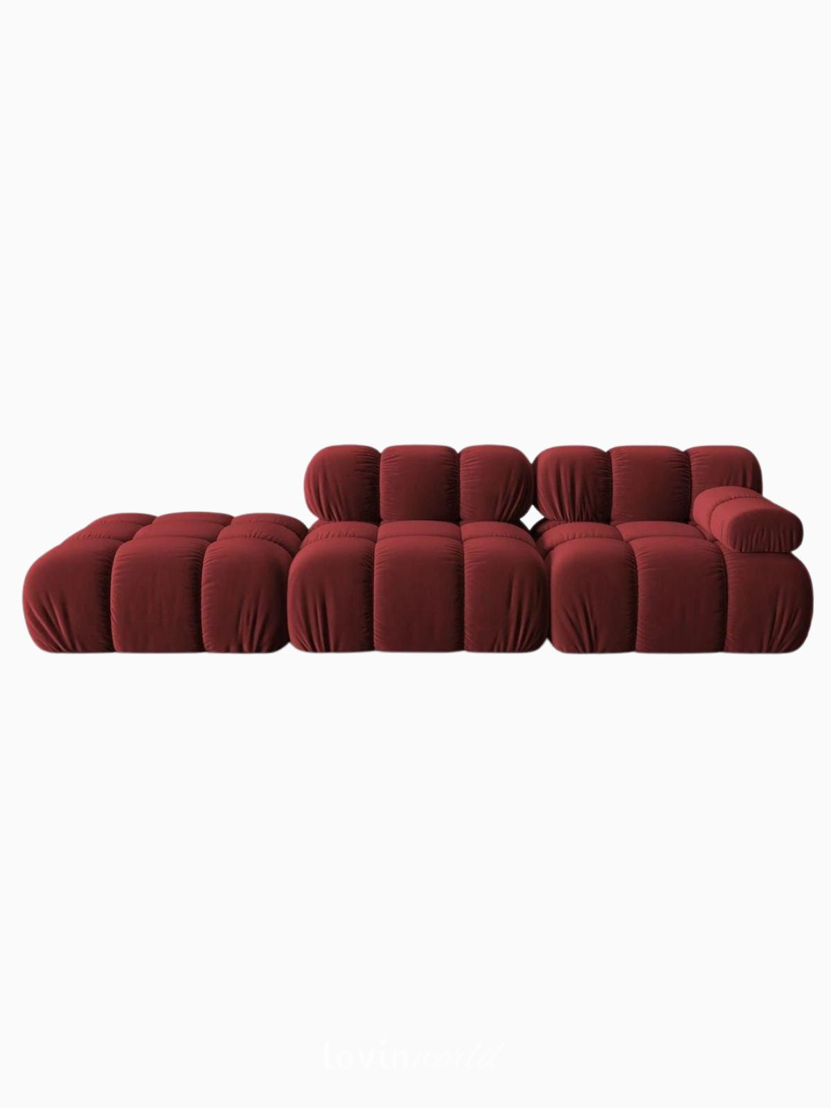 Divano modulare 4 sedute Bellis in velluto, colore rosso-1