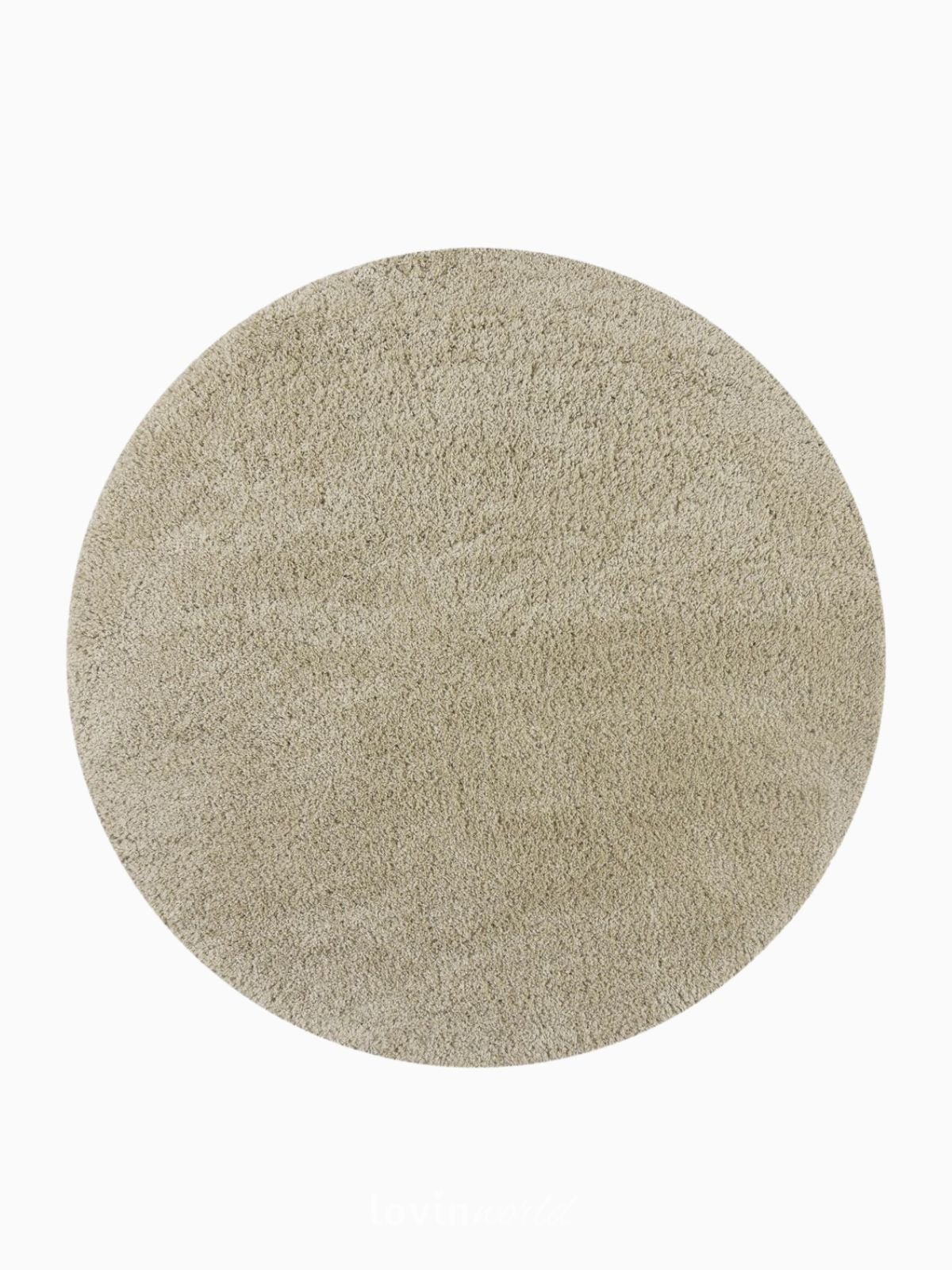 Tappeto rotondo shaggy Feather Soft in polipropilene, colore naturale 133x133 cm.-1