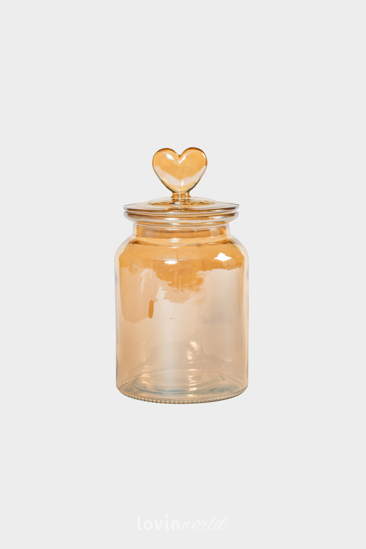 Barattolo in vetro ambrato con coperchio a forma di cuore 1000 cc.-1