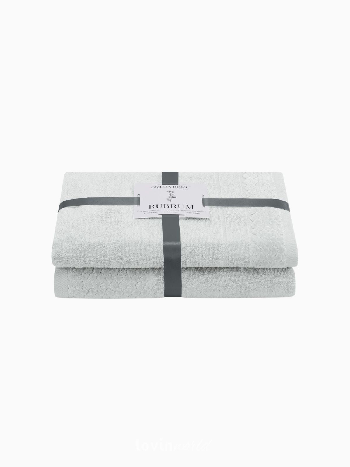 Set 2 Asciugamani da bagno Rubrum in 100% cotone, colore grigio chiaro-1