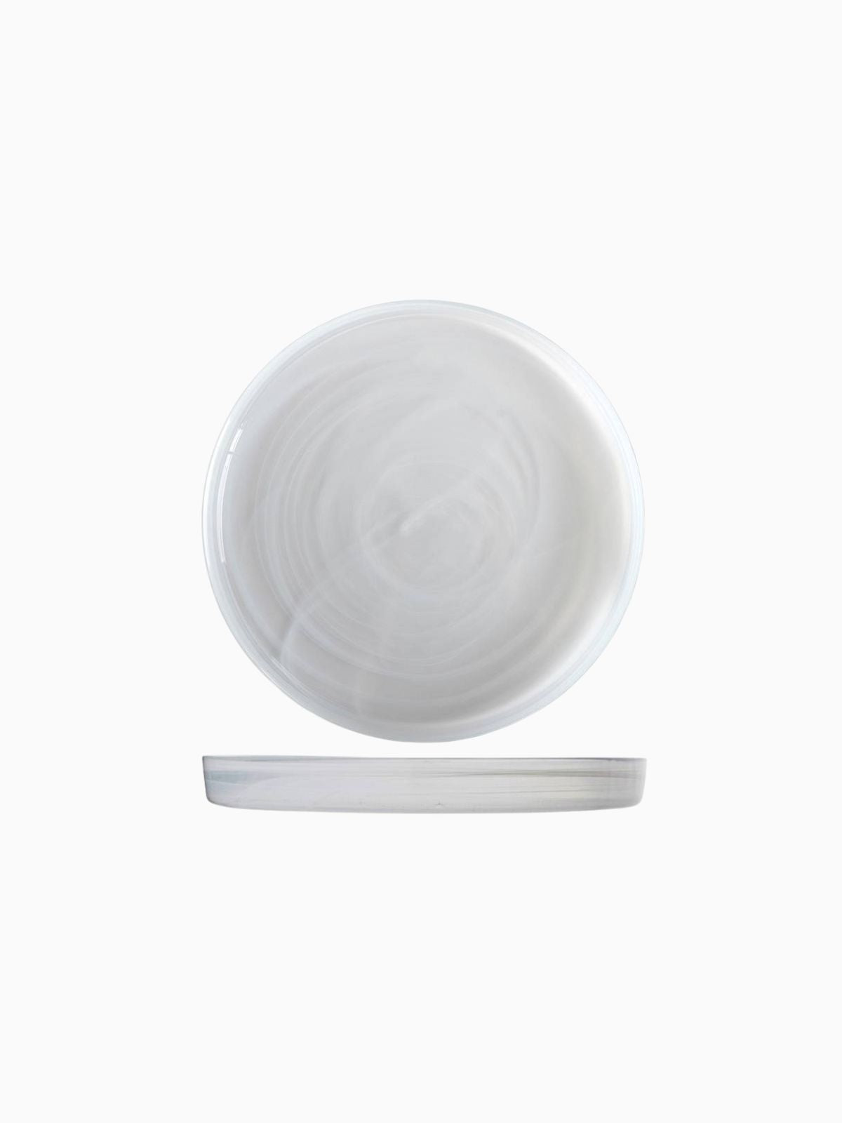 Set 6 piatti Alabastro realizzato in pasta di vetro bianca 21x2,5 cm.-1