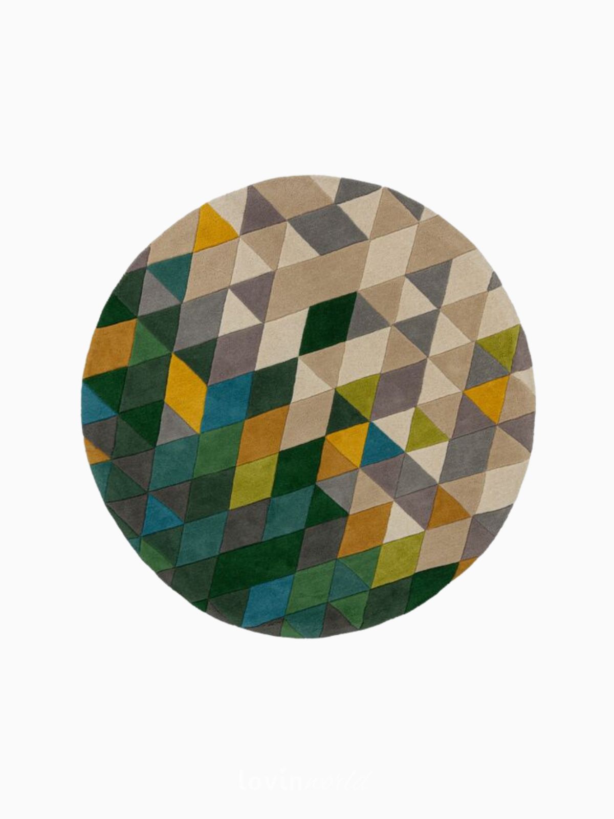 Tappeto rotondo di design Prism in lana, multicolore 160x160 cm.-1