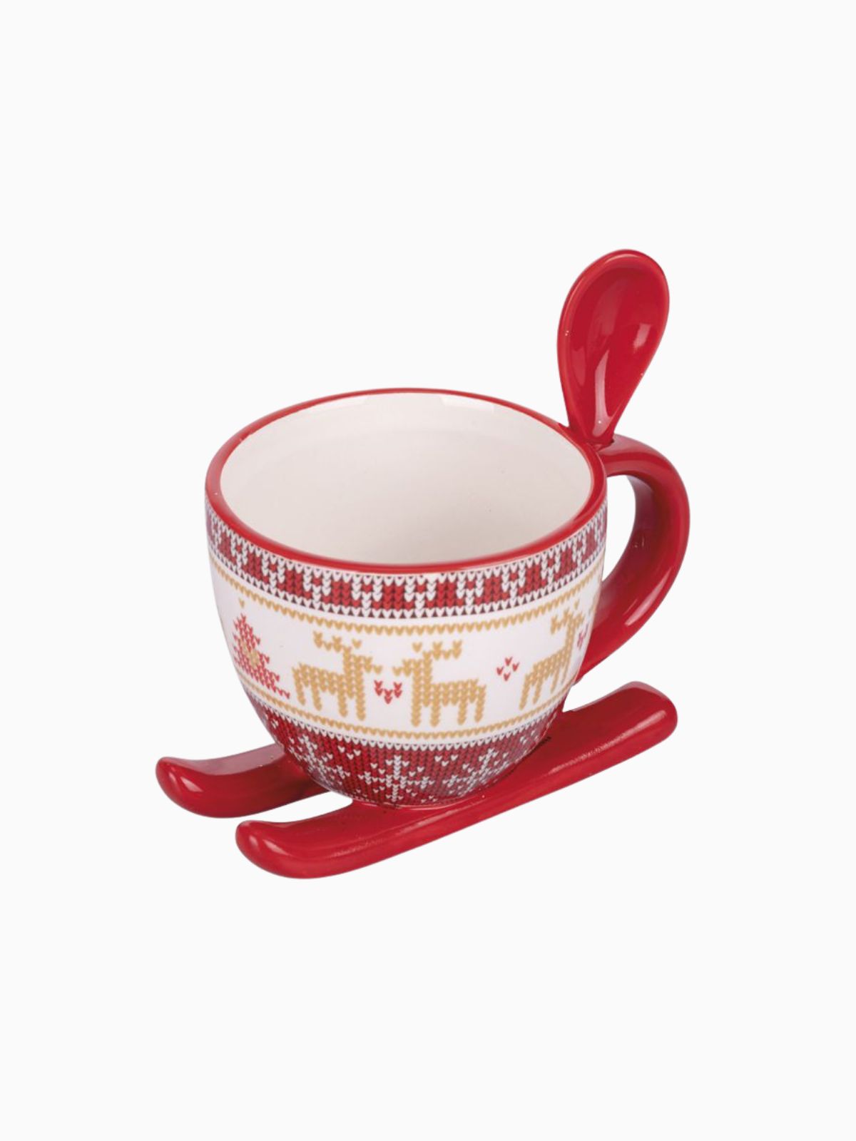 Tazza natalizia Scandy con slitta e cucchiaino, in ceramica 51,3 cl-1