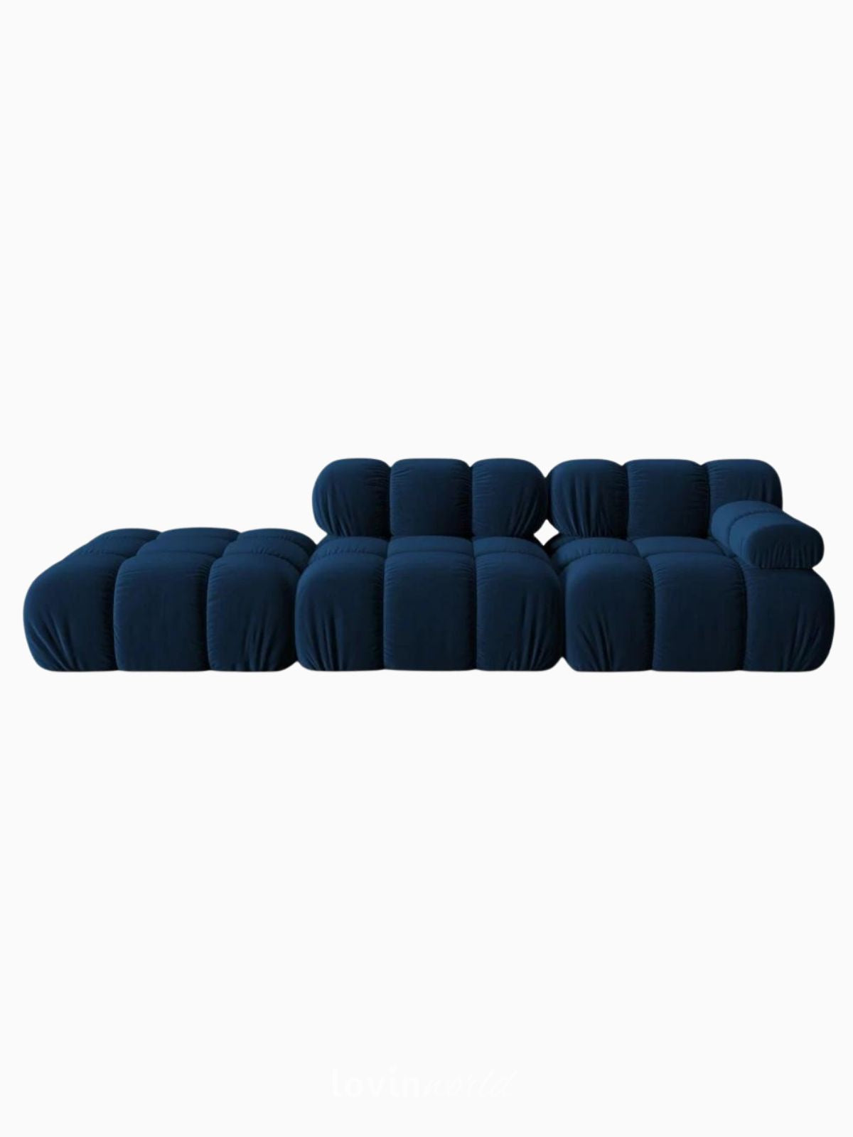 Divano modulare 4 sedute Bellis in velluto, colore blu-1
