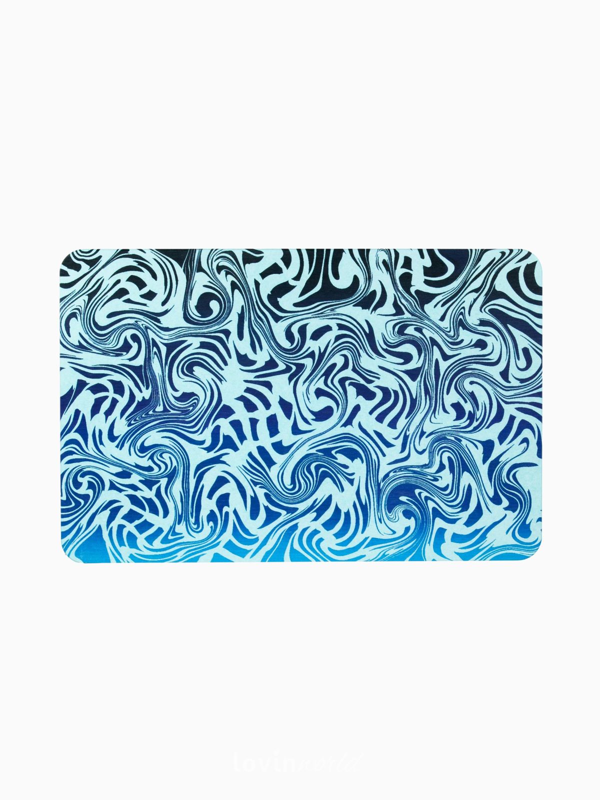 Tappeto da bagno Swirls antiscivolo in colore blu 60x30 cm.-1