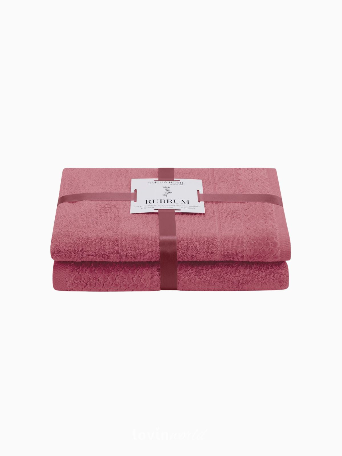 Set 2 Asciugamani da bagno Rubrum in 100% cotone, colore fucsia-1