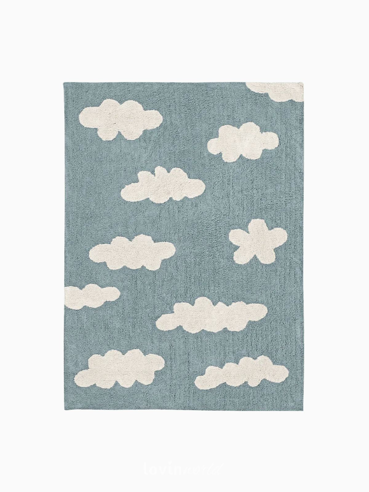 Tappeto lavabile in cotone Clouds, colore blu 120x160 cm.-1
