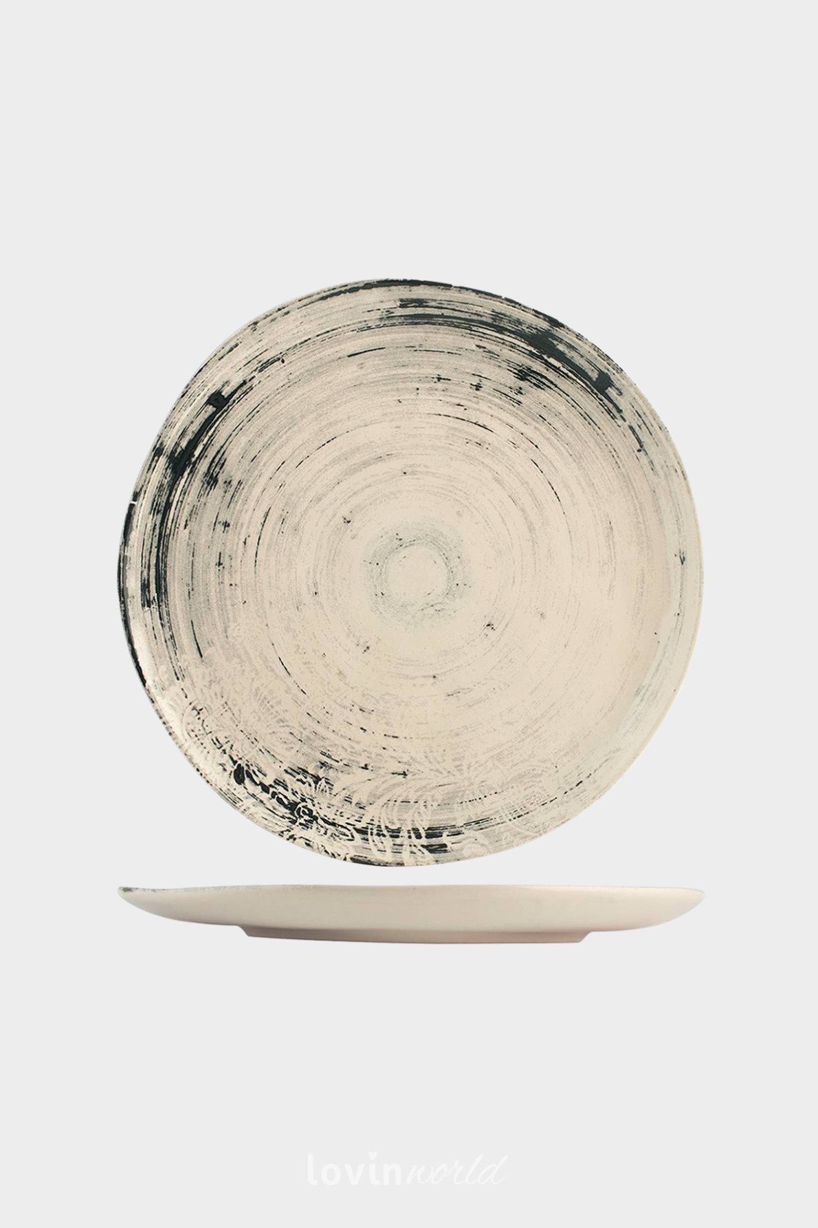Piatto piano Silk in stoneware in colore beige 26 cm.-1