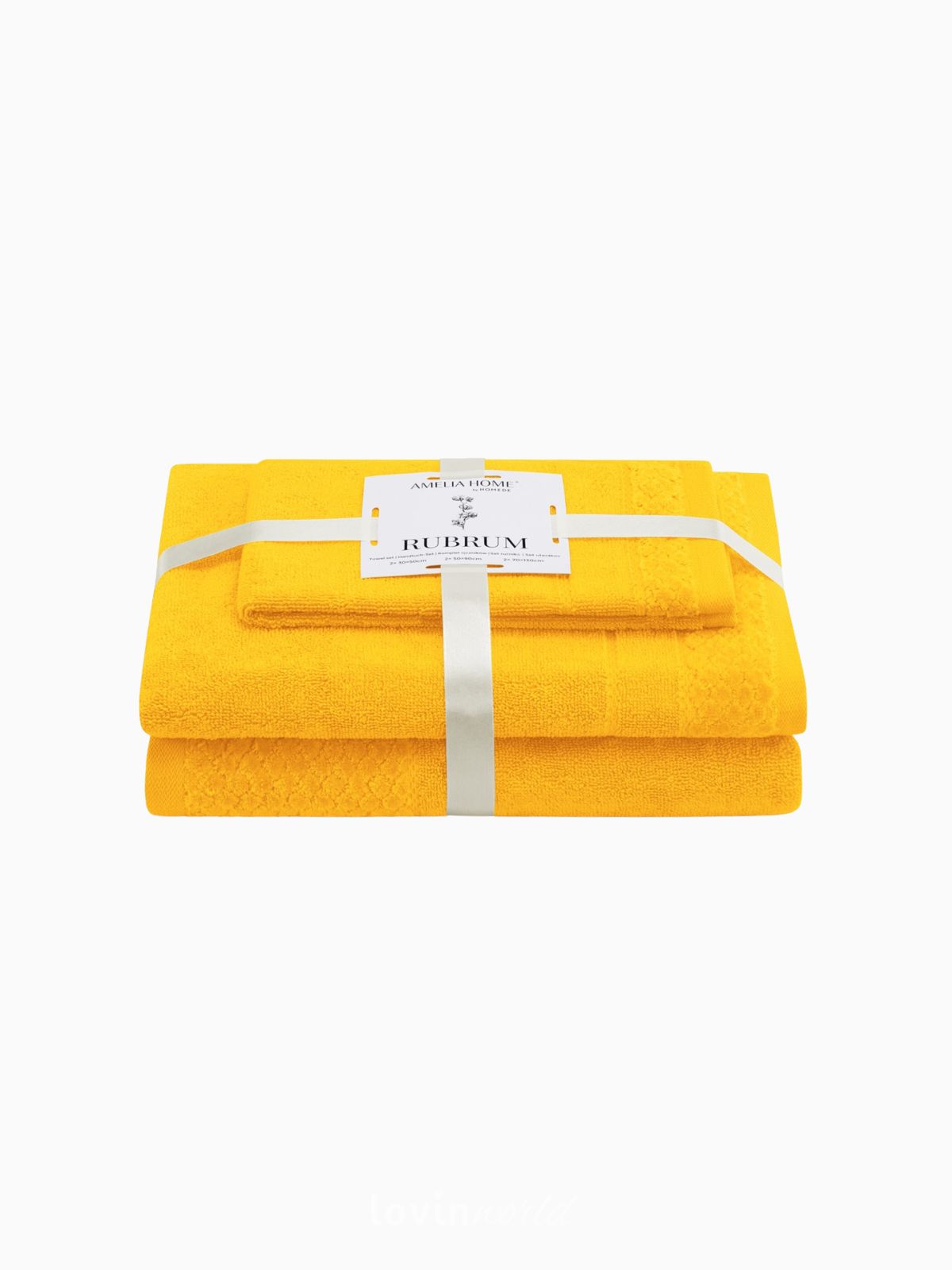 Set 3 Asciugamani da bagno Rubrum in 100% cotone, colore giallo-1