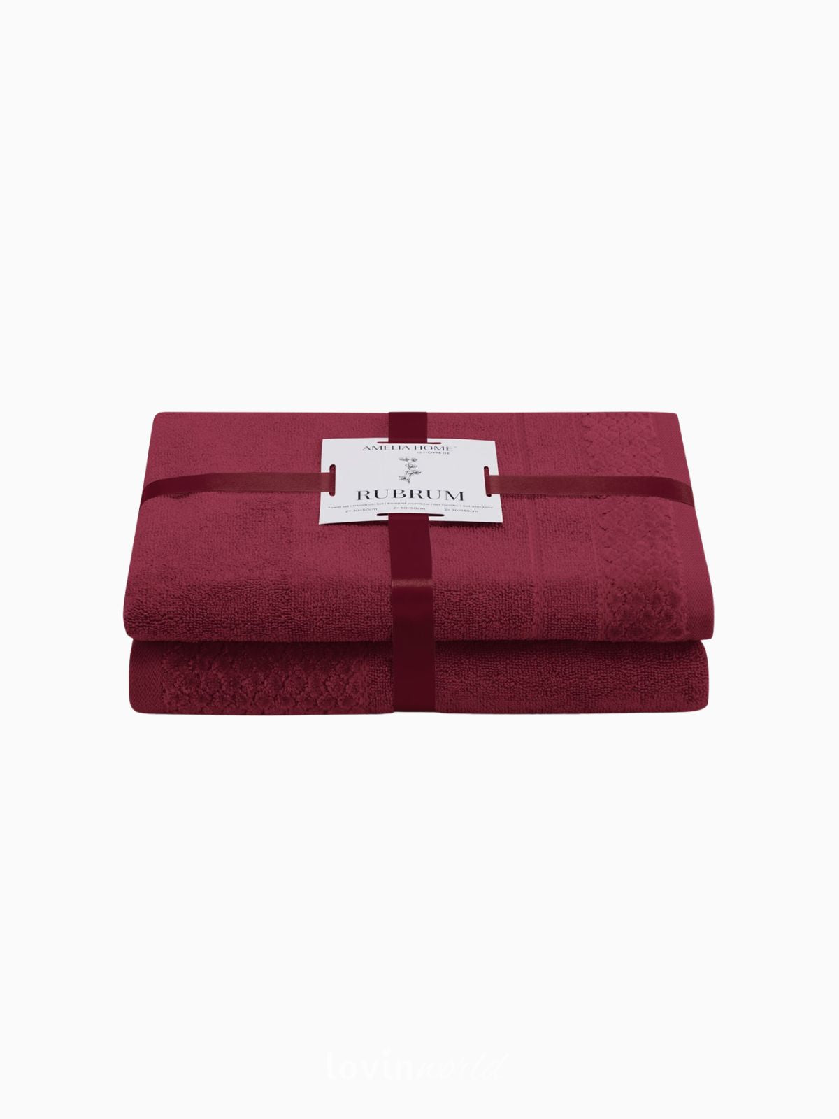 Set 2 Asciugamani da bagno Rubrum in 100% cotone, colore rosso-1
