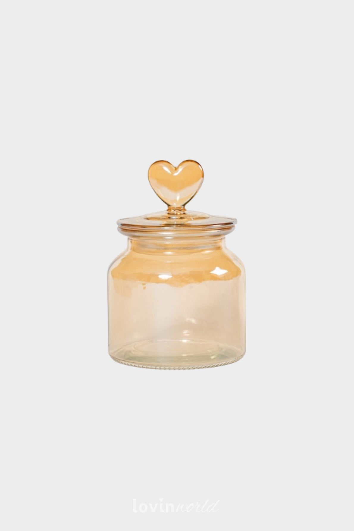 Barattolo in vetro ambrato con coperchio a forma di cuore 600 cc.-1