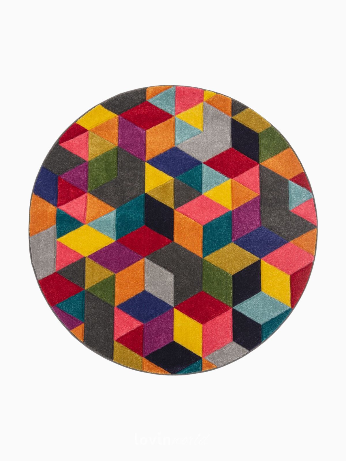 Tappeto rotondo moderno Dynamic in polipropilene, multicolore 160x160 cm.-1
