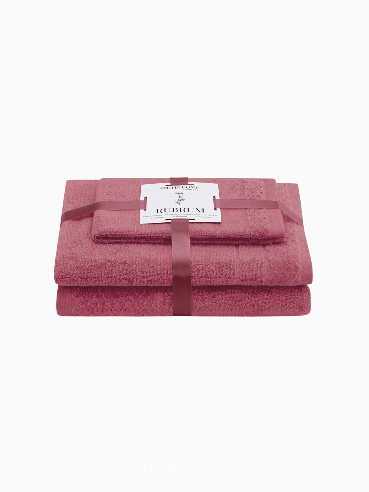 Set 3 Asciugamani da bagno Rubrum in 100% cotone, colore fucsia-1