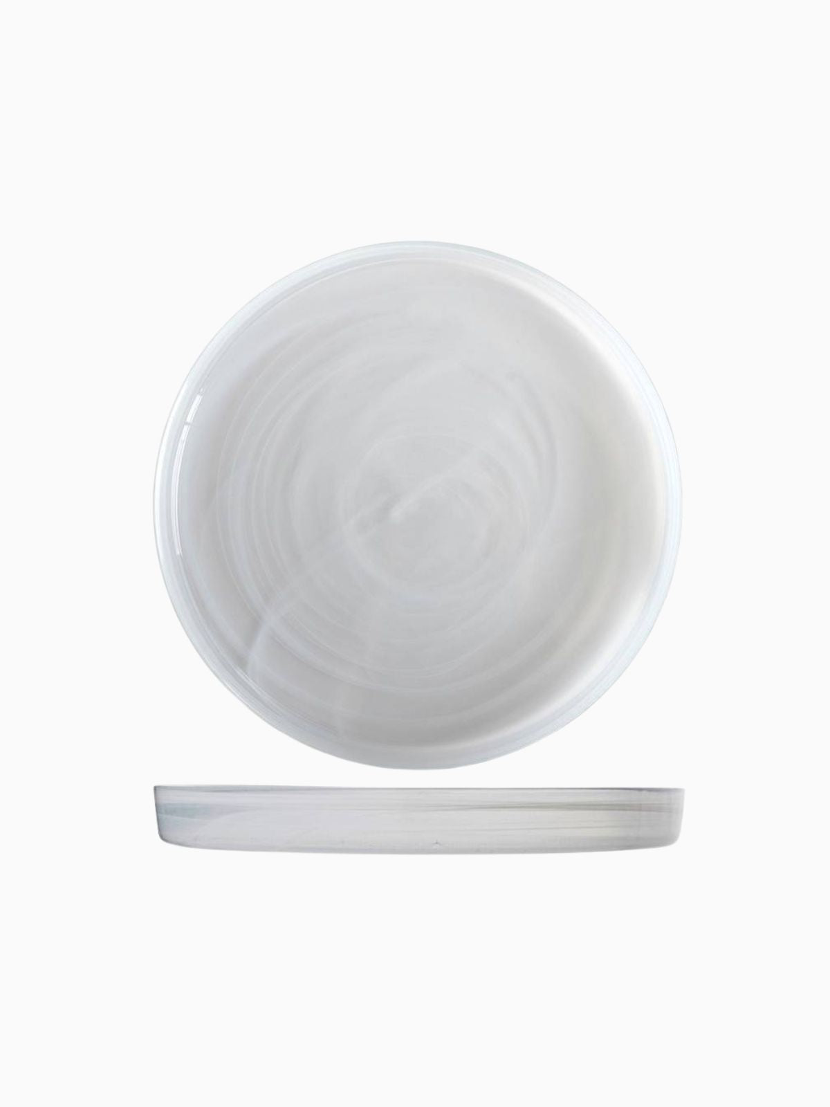Set 6 piatti Alabastro realizzato in pasta di vetro bianca 28x3 cm.-1