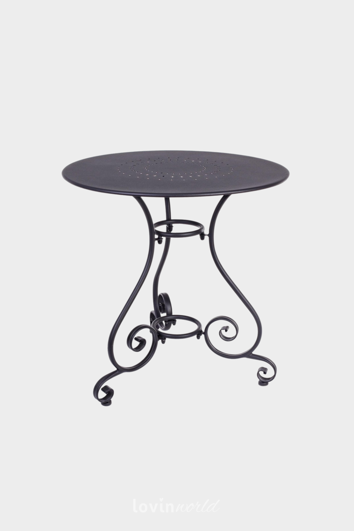 Tavolino da esterno Etienne Ø70 cm. in acciaio, colore nero-1