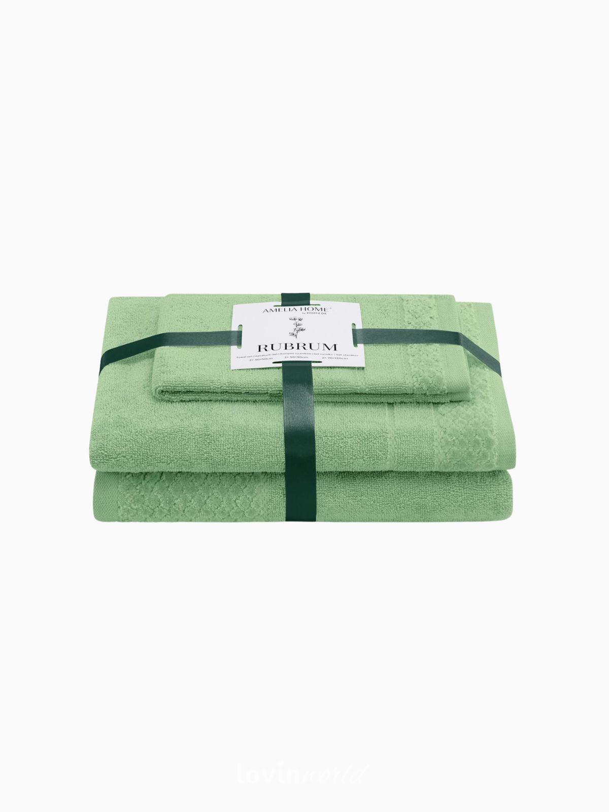 Set 3 Asciugamani da bagno Rubrum in 100% cotone, colore verde chiaro-1