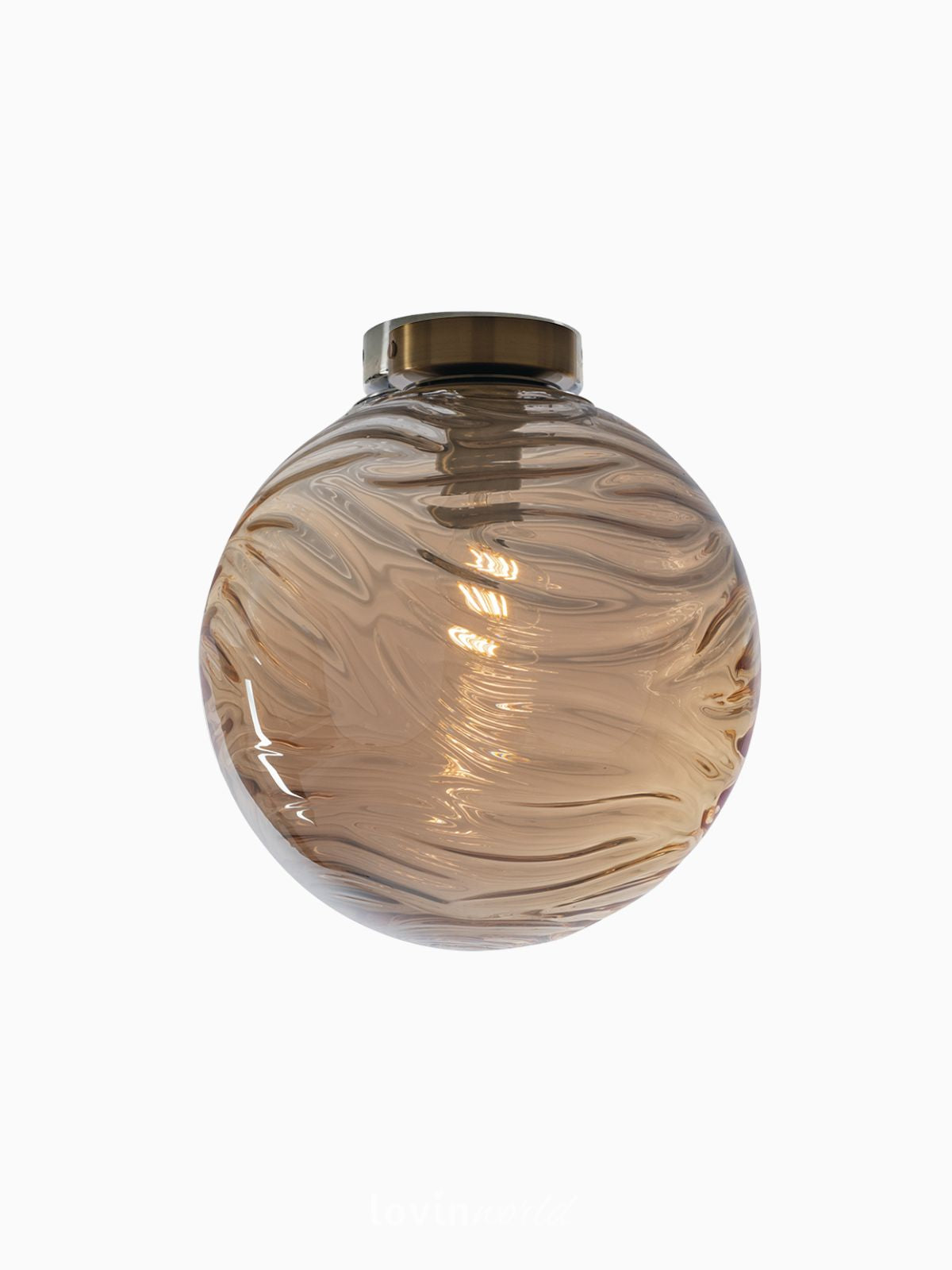 Lampada da soffitto Nereide PL30 in vetro, colore champagne-1