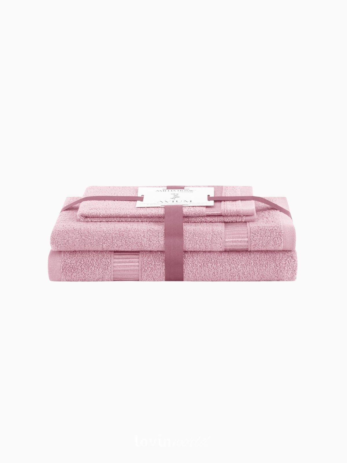 Set 3 Asciugamani da bagno Avium in 100% cotone, colore rosa-1