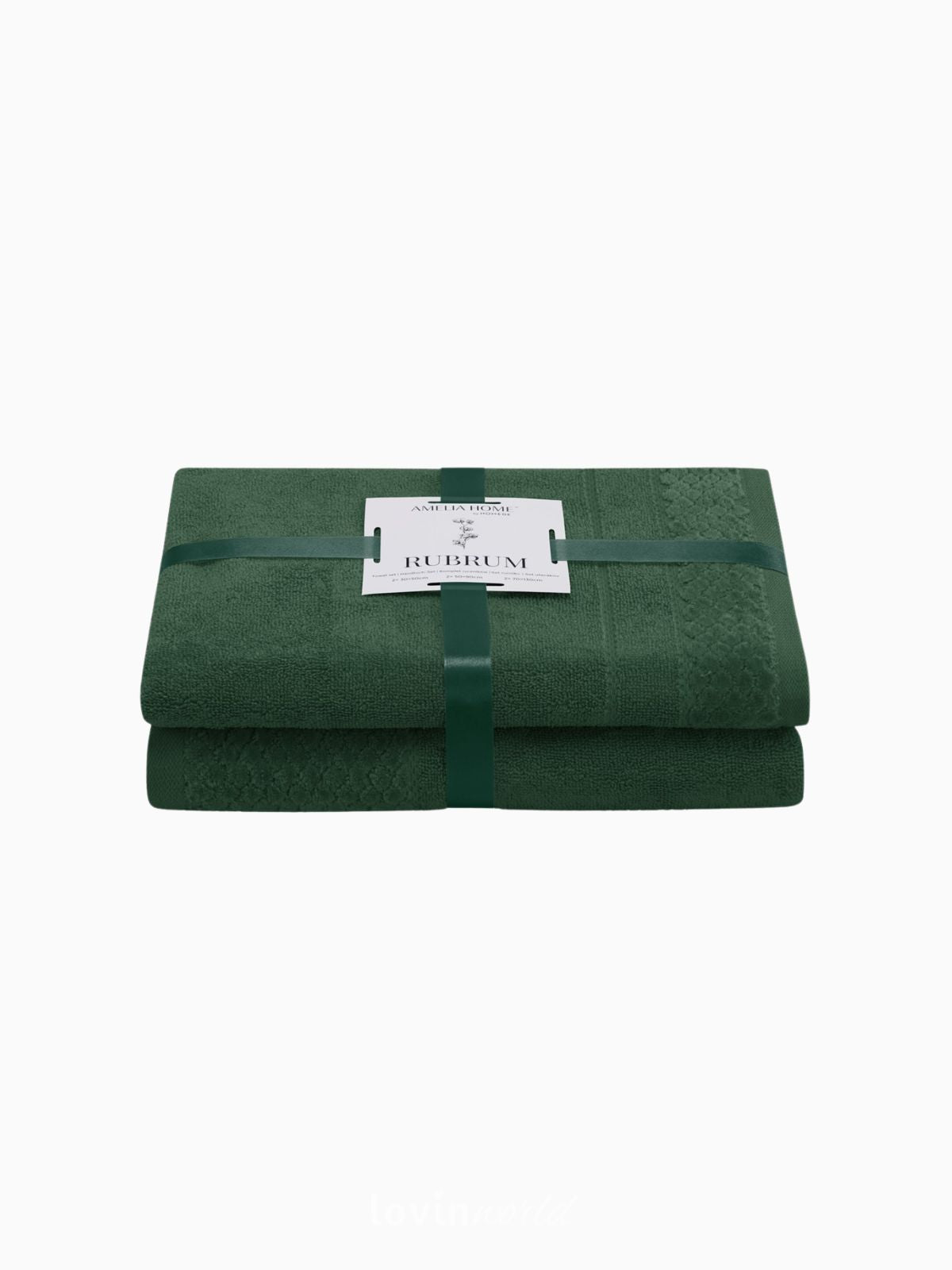 Set 2 Asciugamani da bagno Rubrum in 100% cotone, colore verde-1