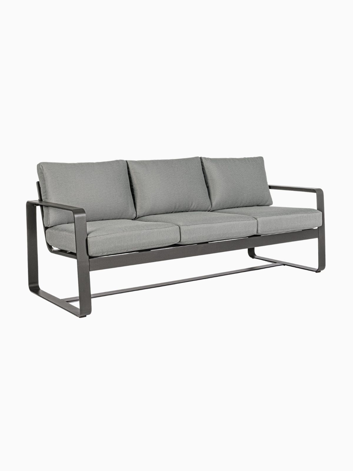 Divano da esterno 3 sedute Merrigan in alluminio, colore grigio-1