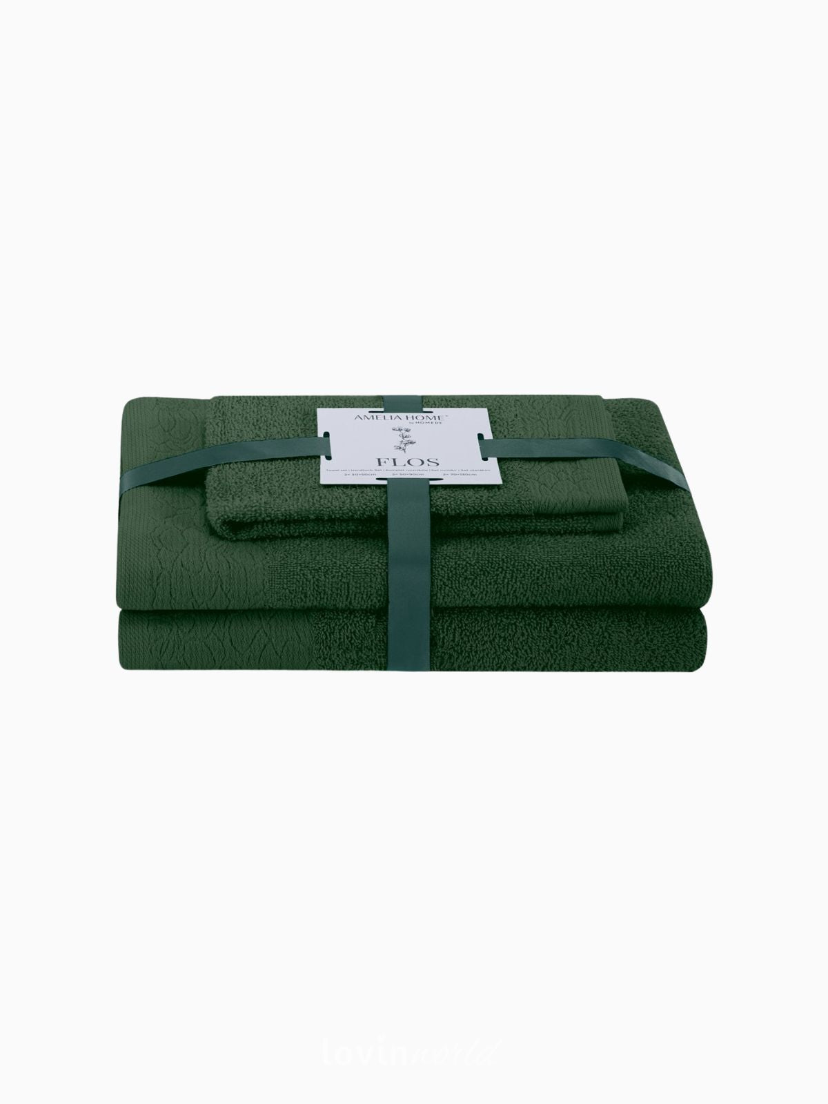 Set 3 Asciugamani da bagno Flos in 100% cotone, colore verde-1