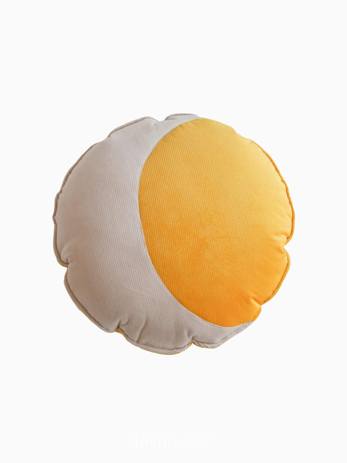 Cuscino Luna 100% velluto in colore beige e giallo 39x39 cm.-1