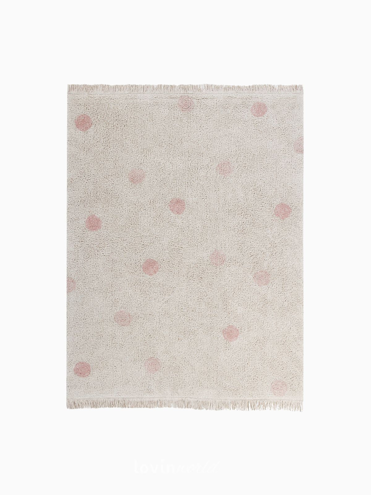 Tappeto in cotone lavabile Hippy Dots Rosa Vintage, 120x160 cm.-1